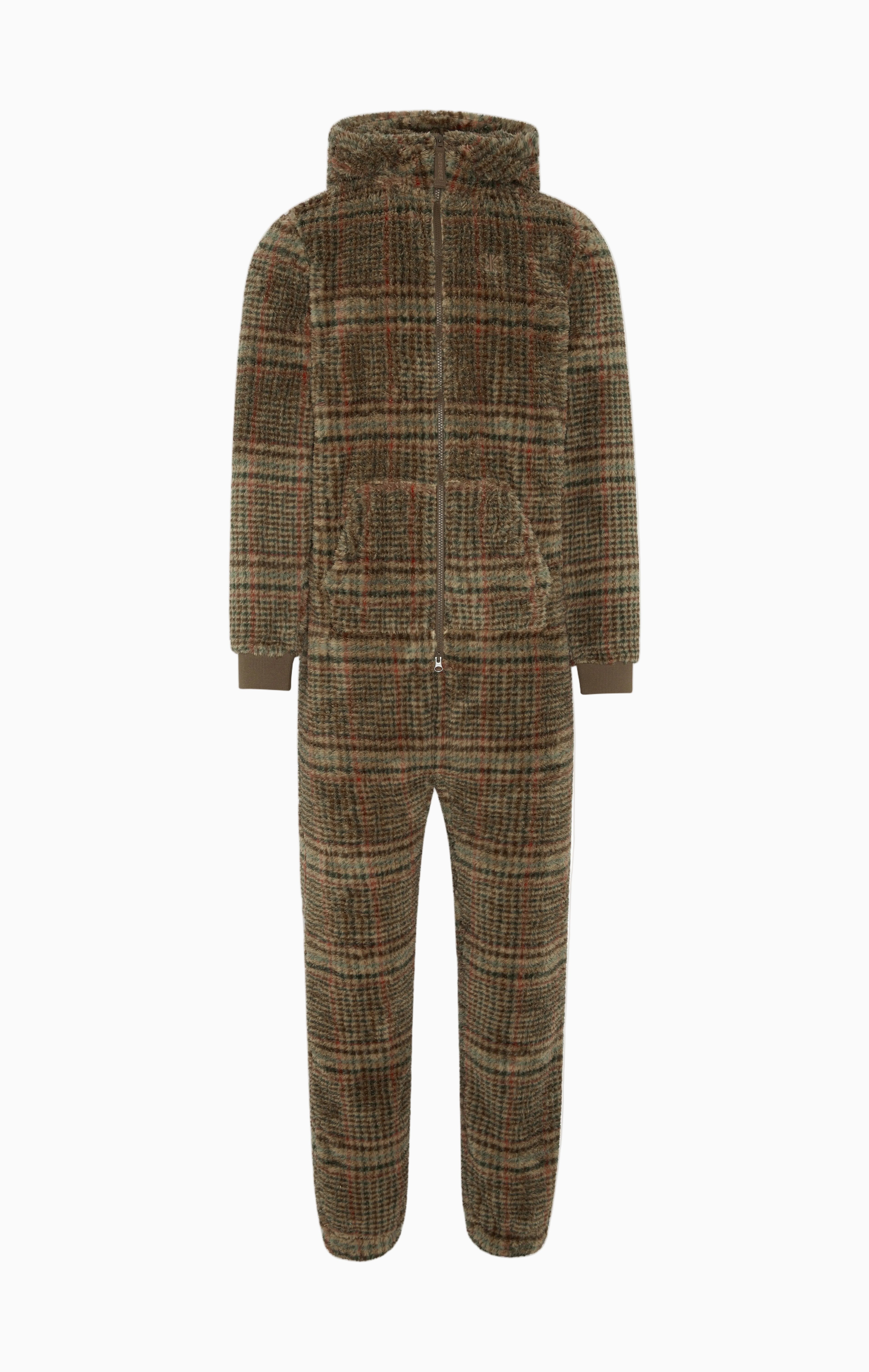 Puppy Jumpsuit Brown Check, Cozy Checkered Onepiece