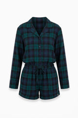 The Checked Short Pyjamas Jumpsuit | Green