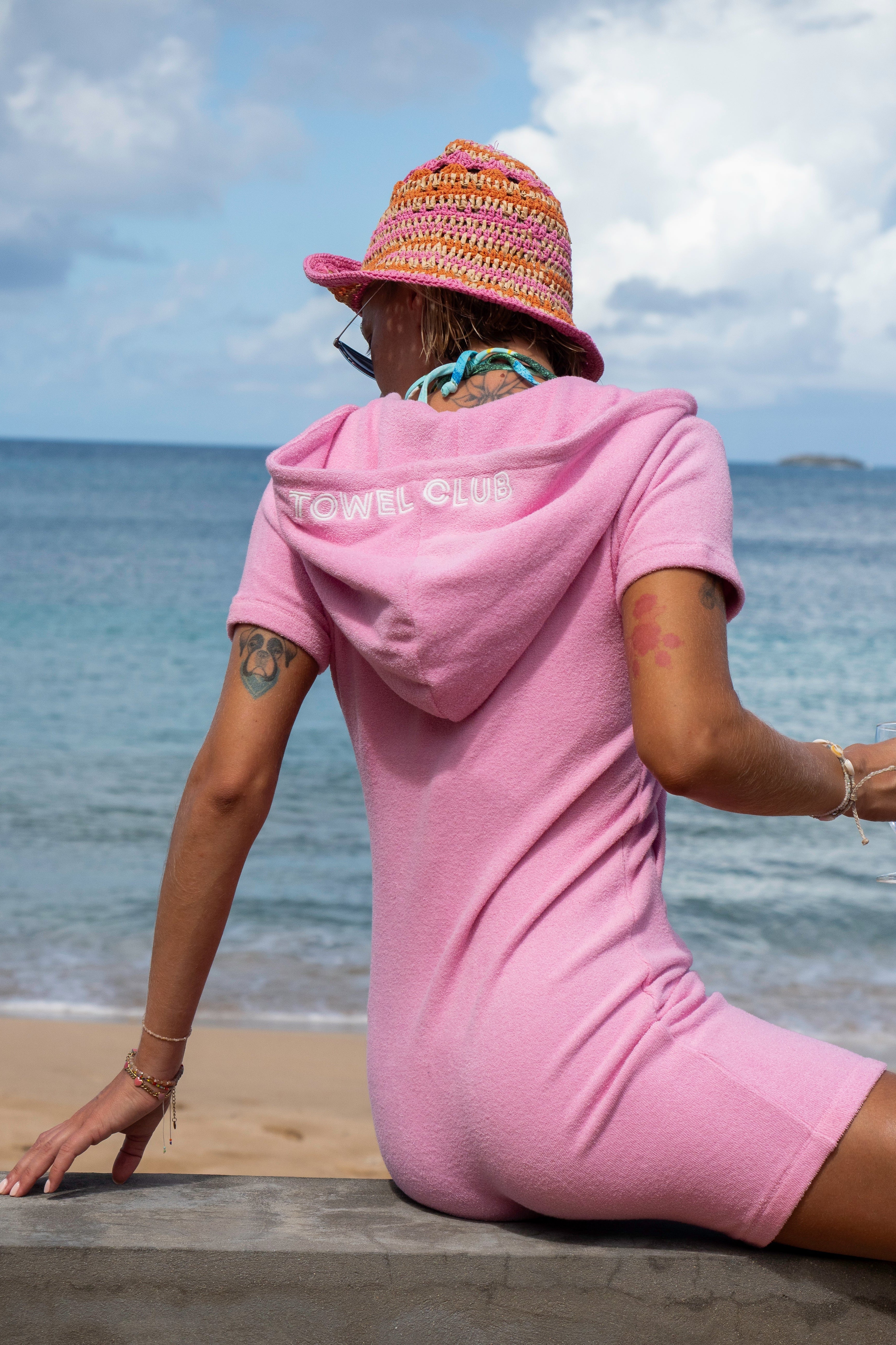 Towel Club Short Fitted Jumpsuit Light Pink