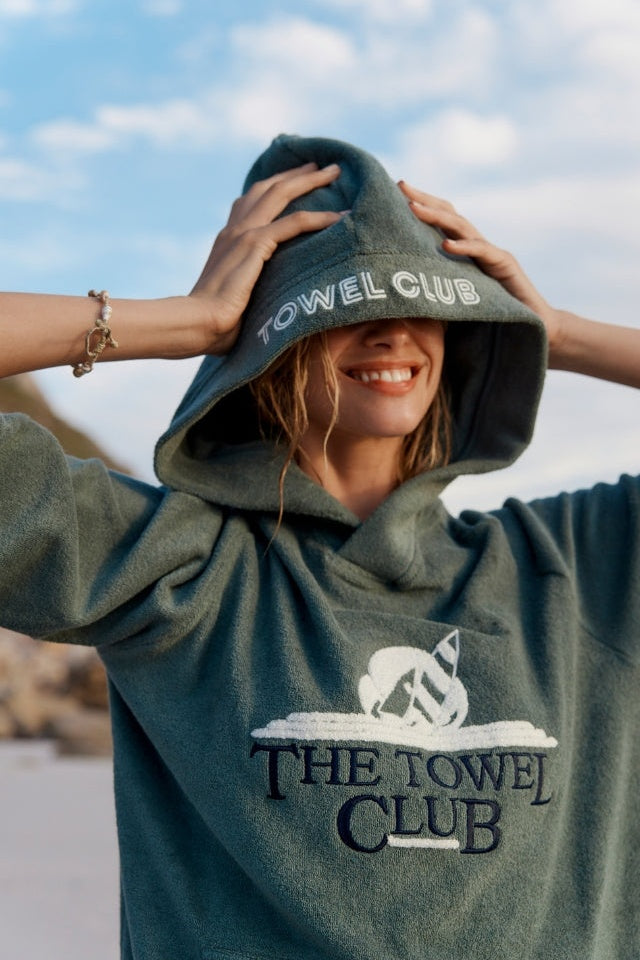 Towel Club Poncho Short Jumpsuit Dusty Green