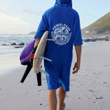 Towel Club Poncho Short Jumpsuit Cobolt