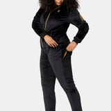 Alps Soft Velvet Fitted Jumpsuit Black