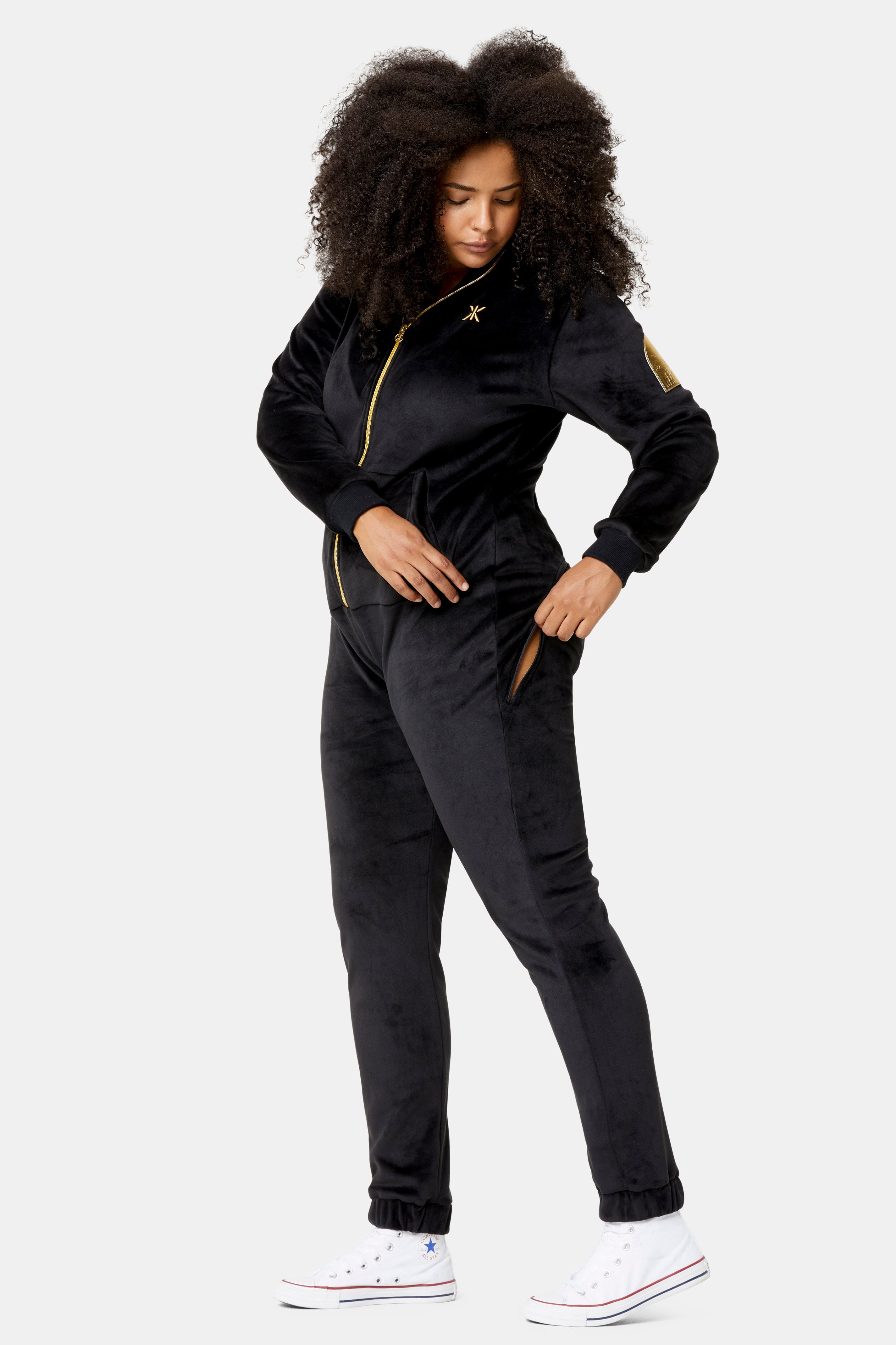 Alps Soft Velvet Fitted Jumpsuit Black