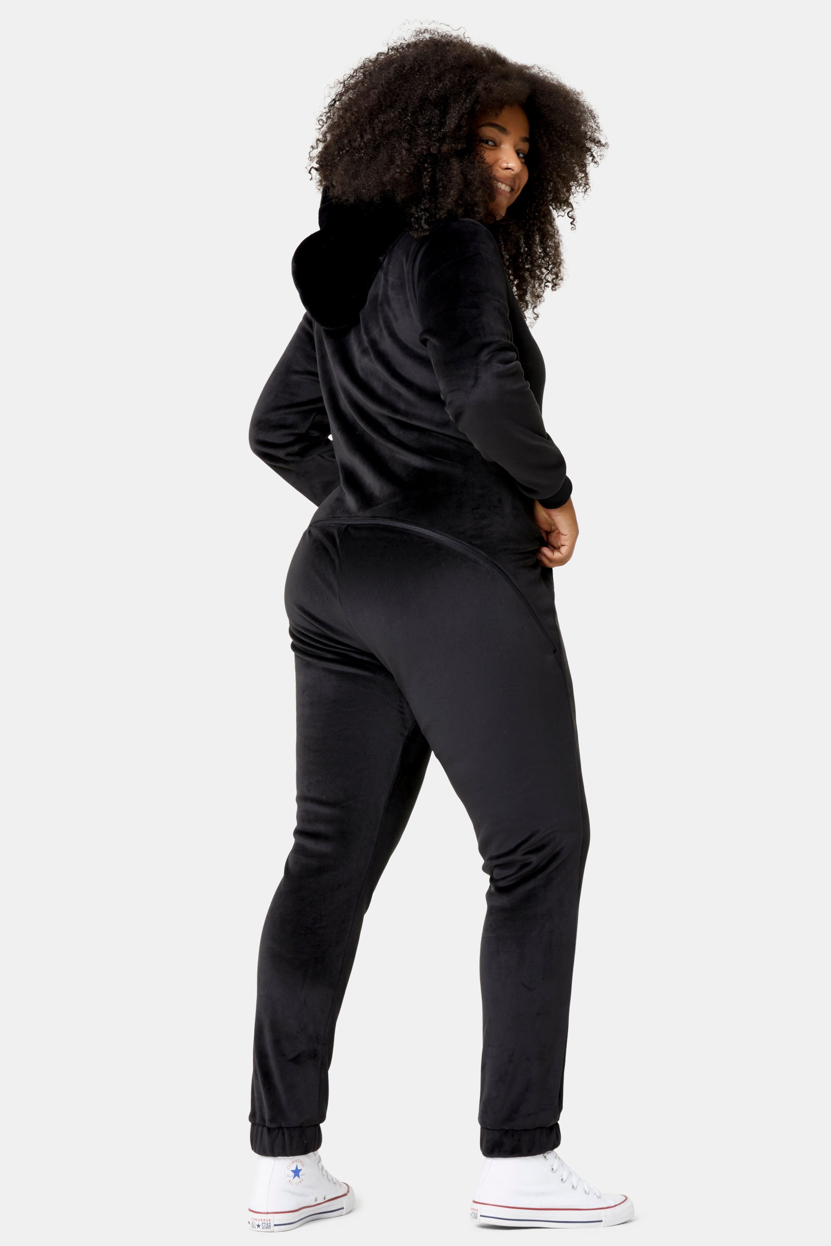 Alps Soft Velvet Fitted Jumpsuit Black