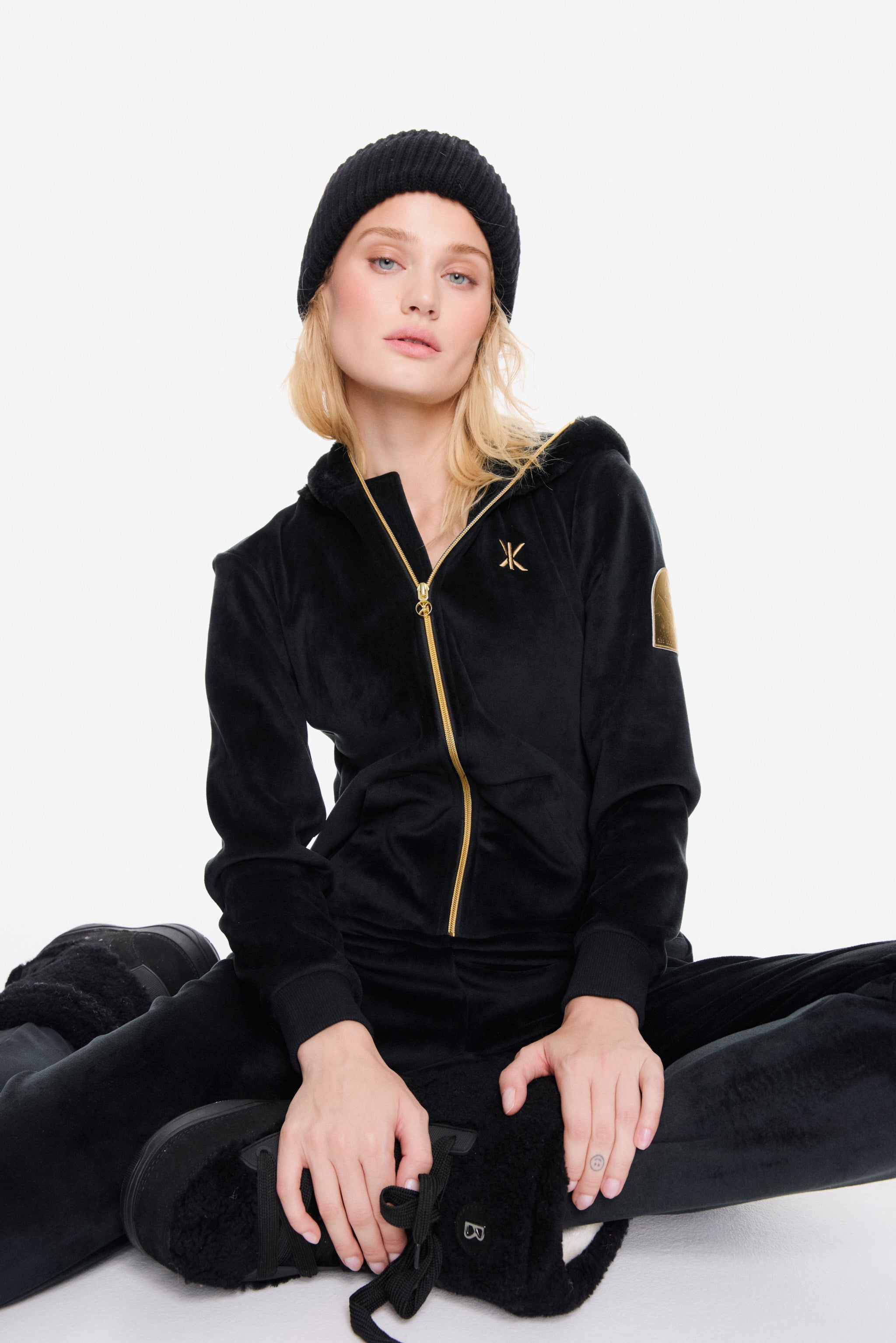 Alps Soft Velvet Fitted Jumpsuit Black