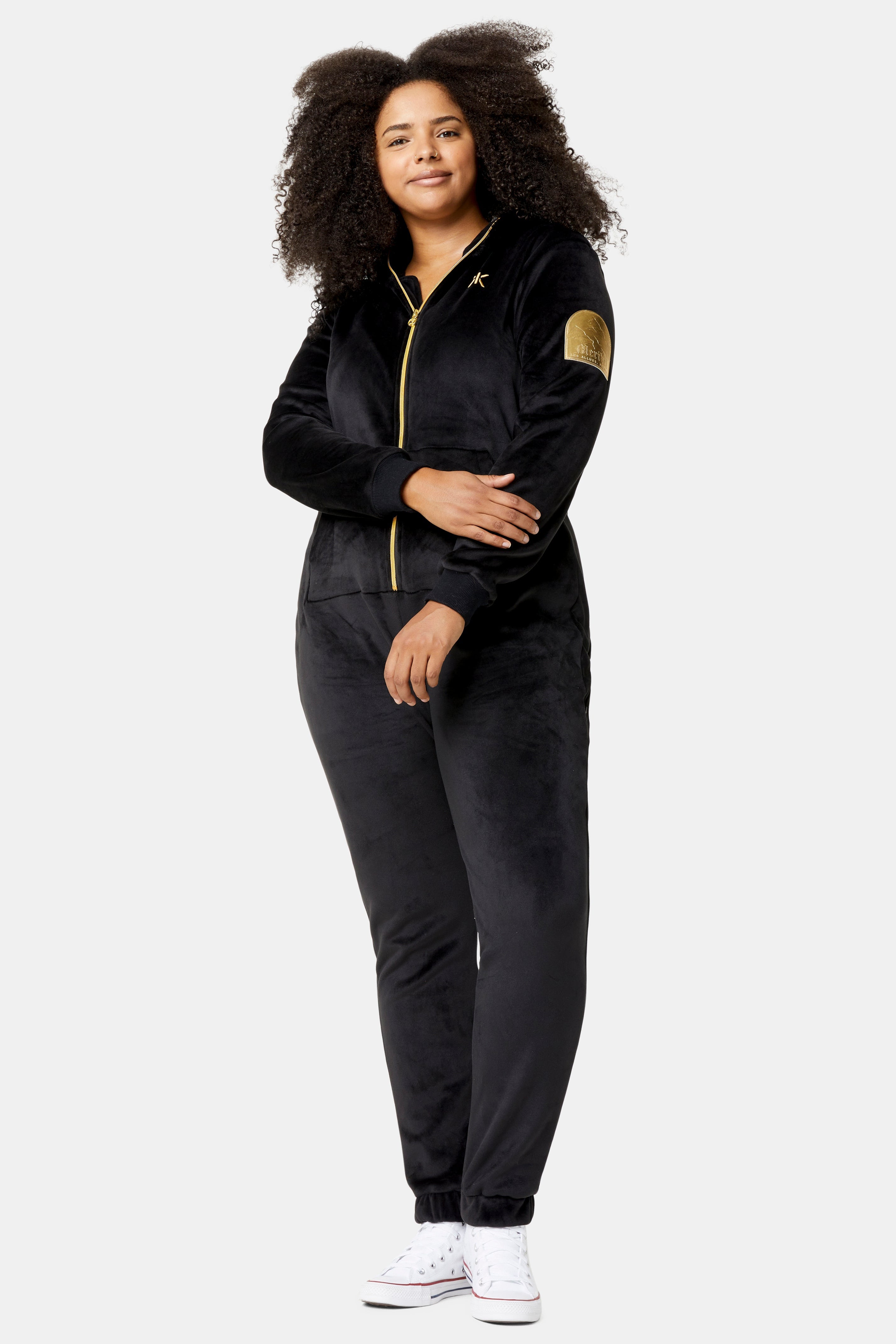 Alps Soft Velvet Fitted Jumpsuit Black