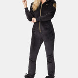 Alps Soft Velvet Fitted Jumpsuit Black