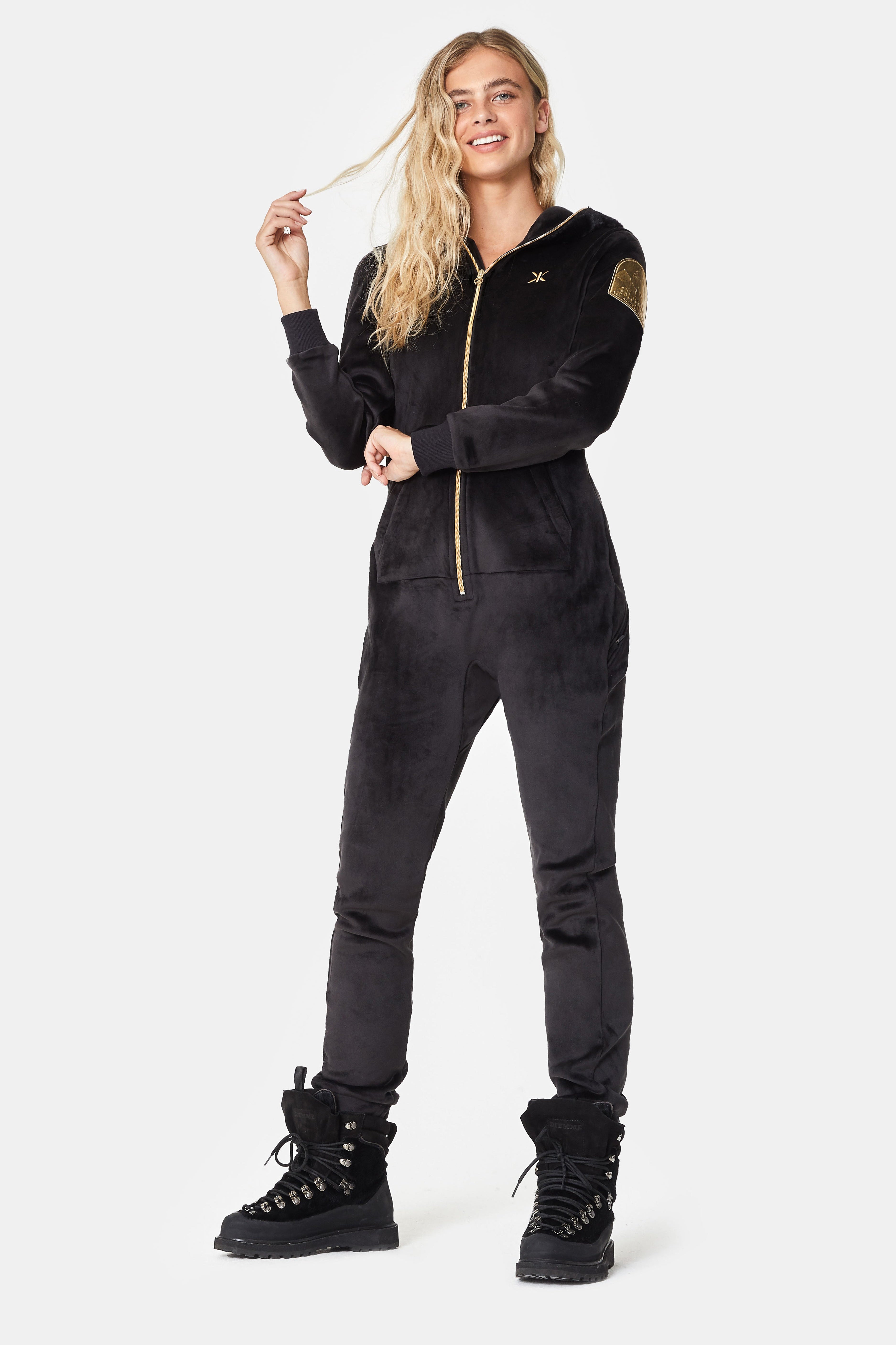 Alps Soft Velvet Fitted Jumpsuit Black