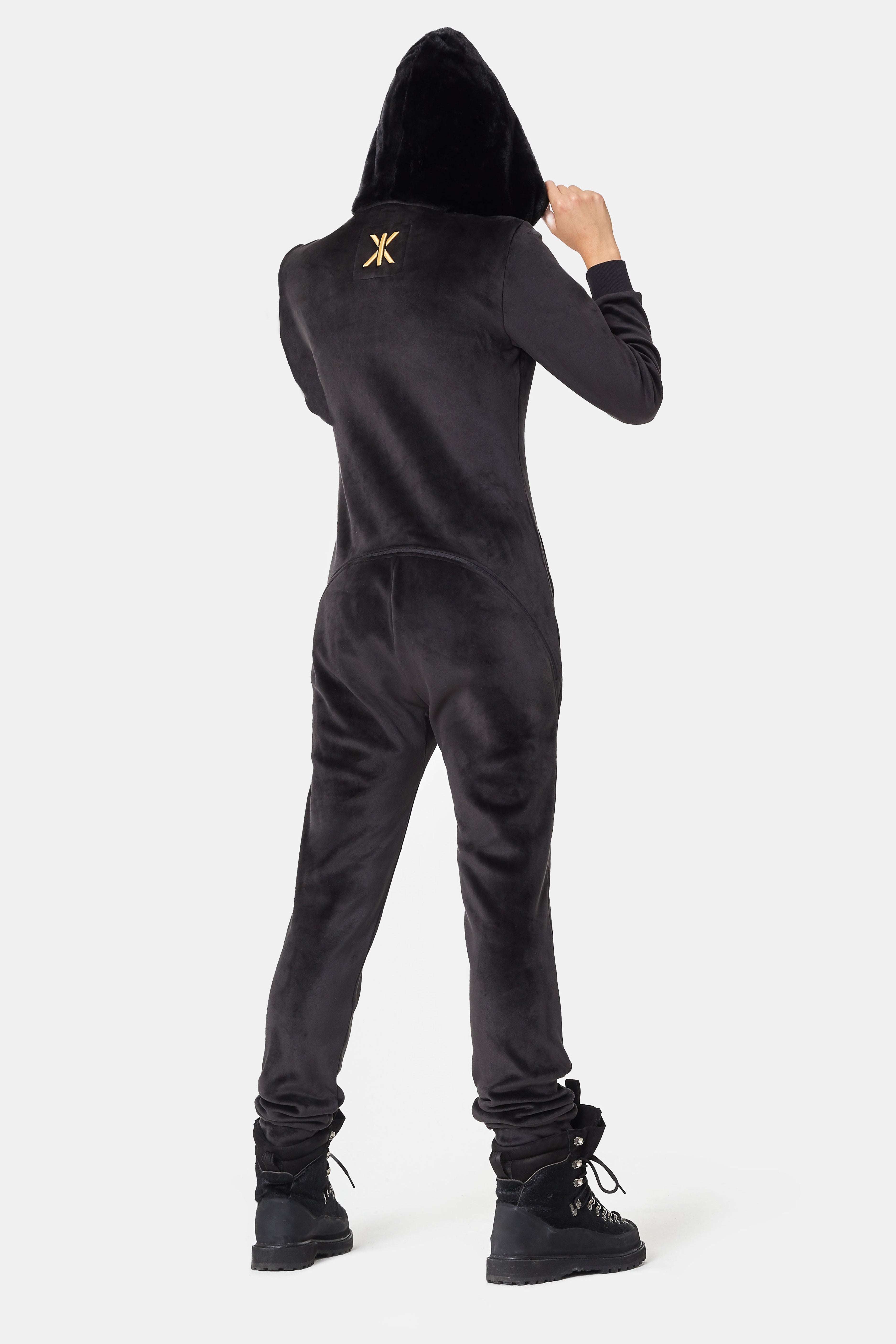 Alps Soft Velvet Fitted Jumpsuit Black