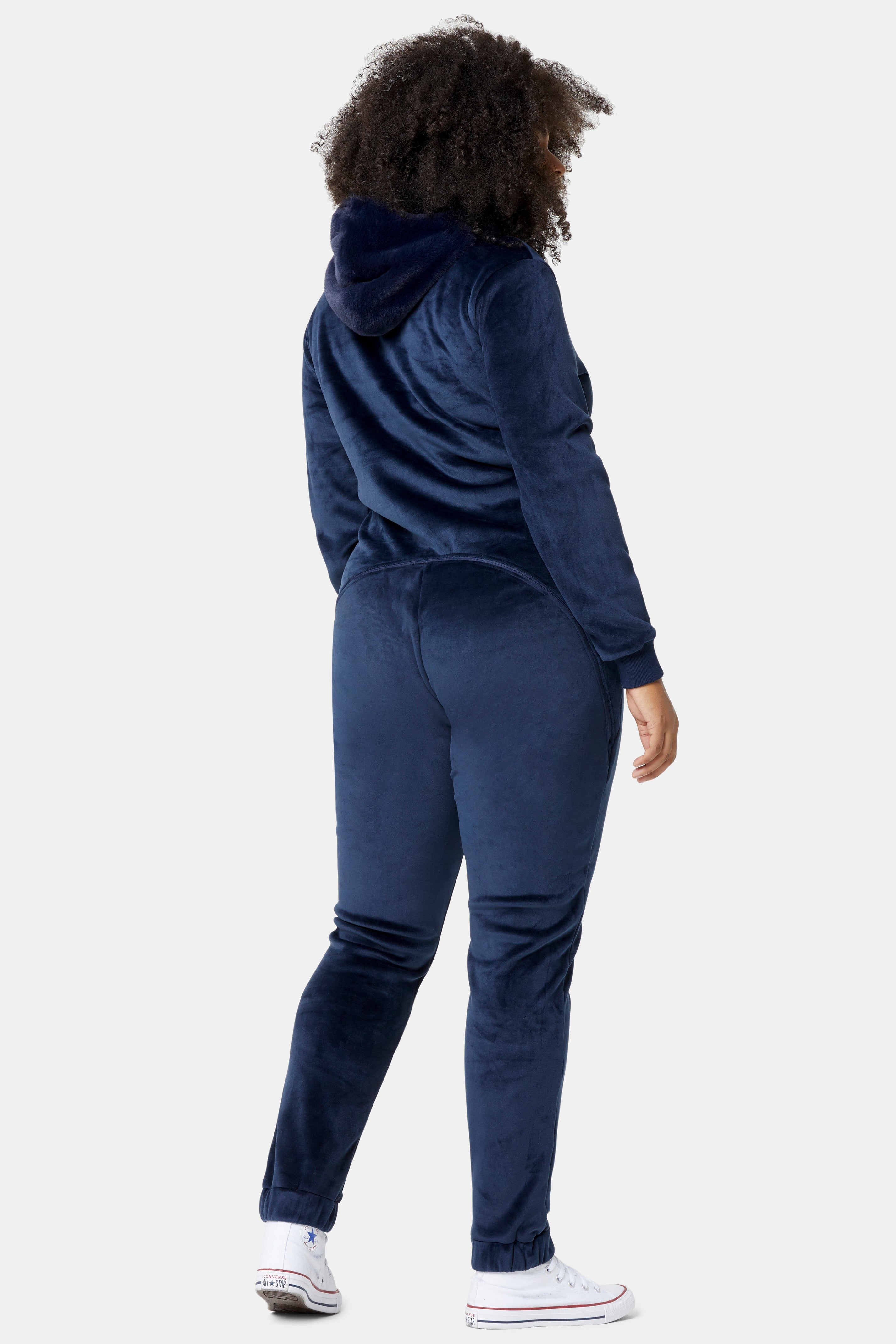 Alps Soft Velvet Fitted Jumpsuit Navy