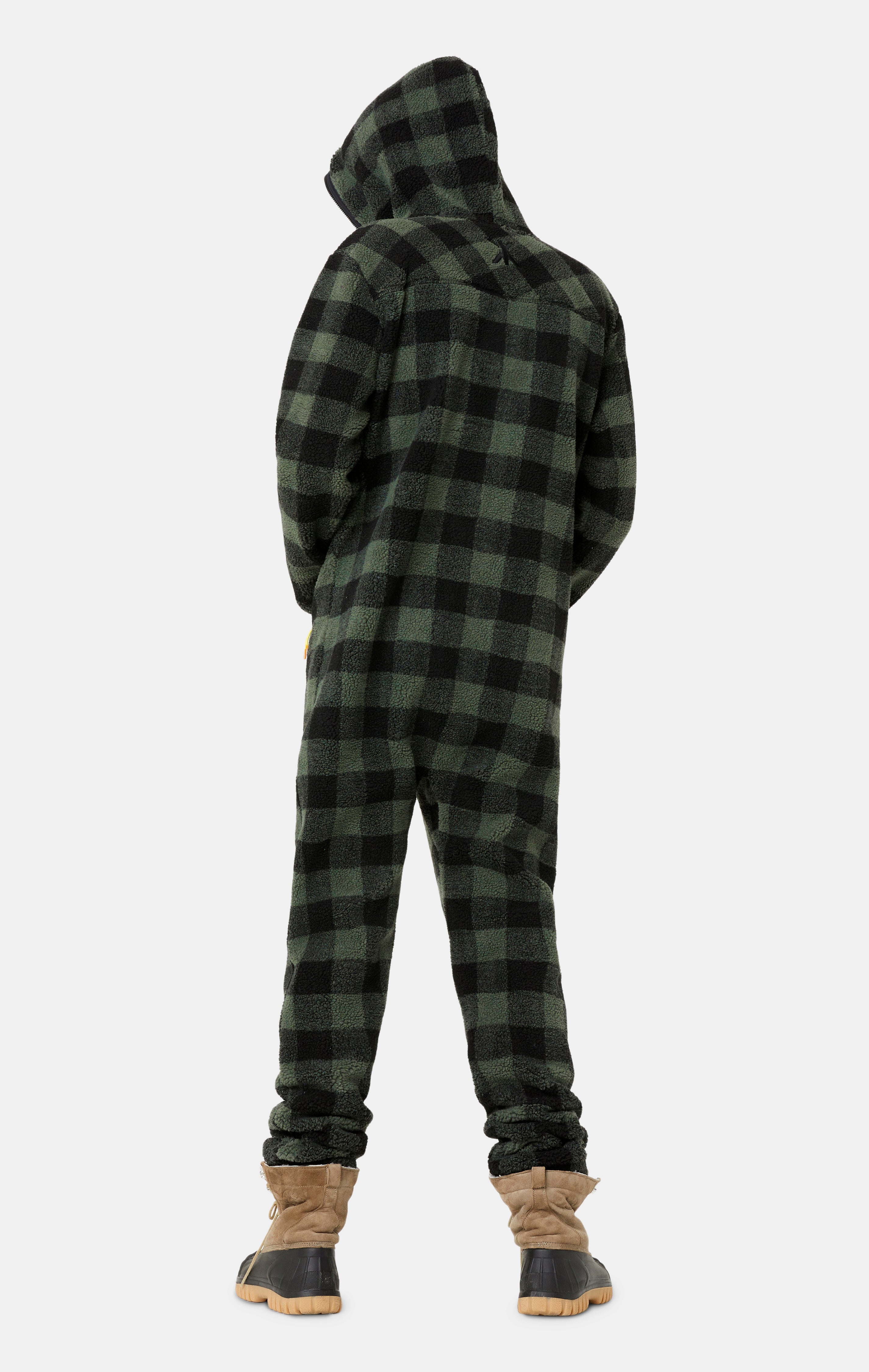 Checkered Fleece Jumpsuit Green