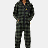 Checkered Fleece Jumpsuit Green