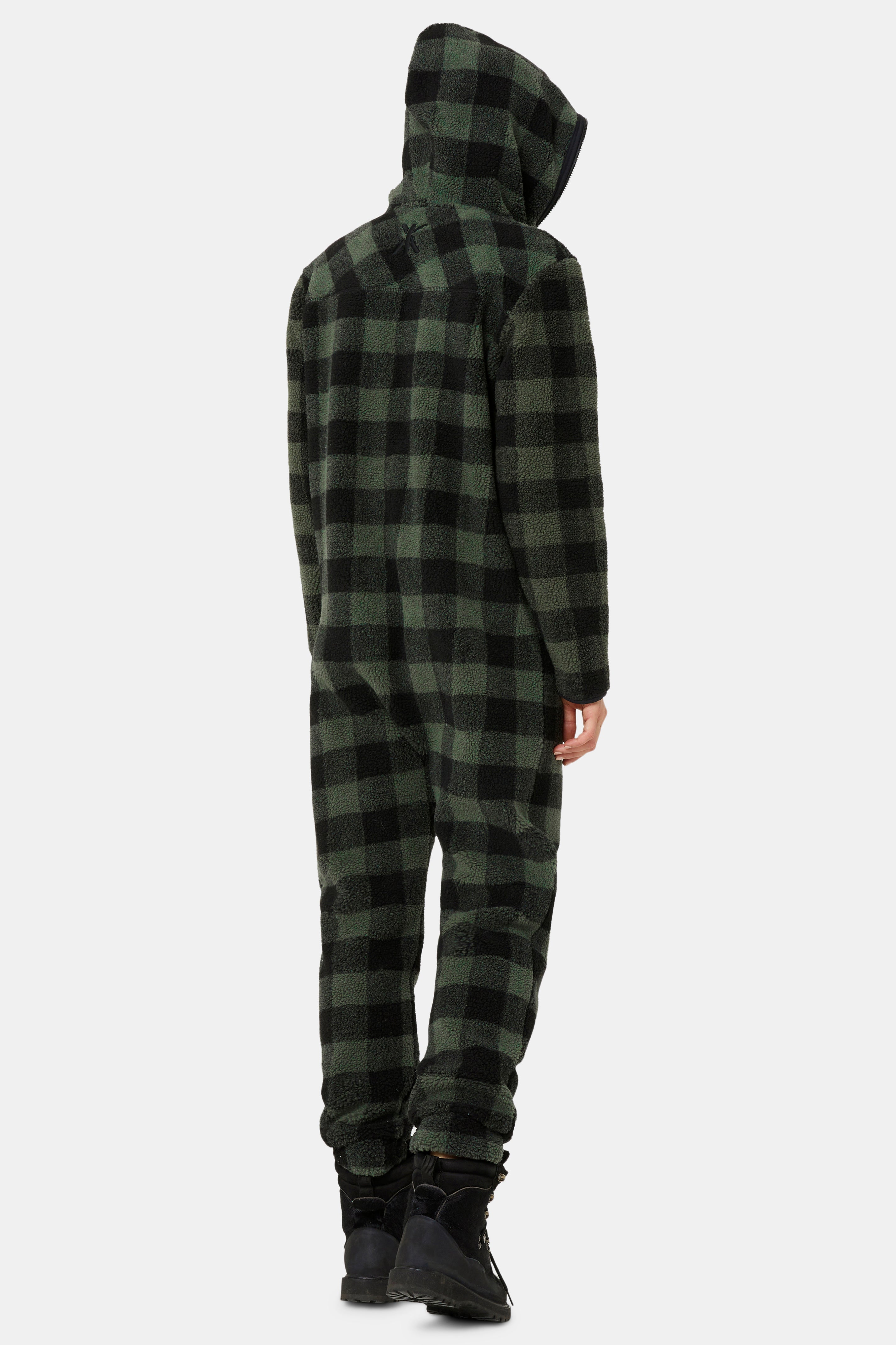 Checkered Fleece Jumpsuit Green