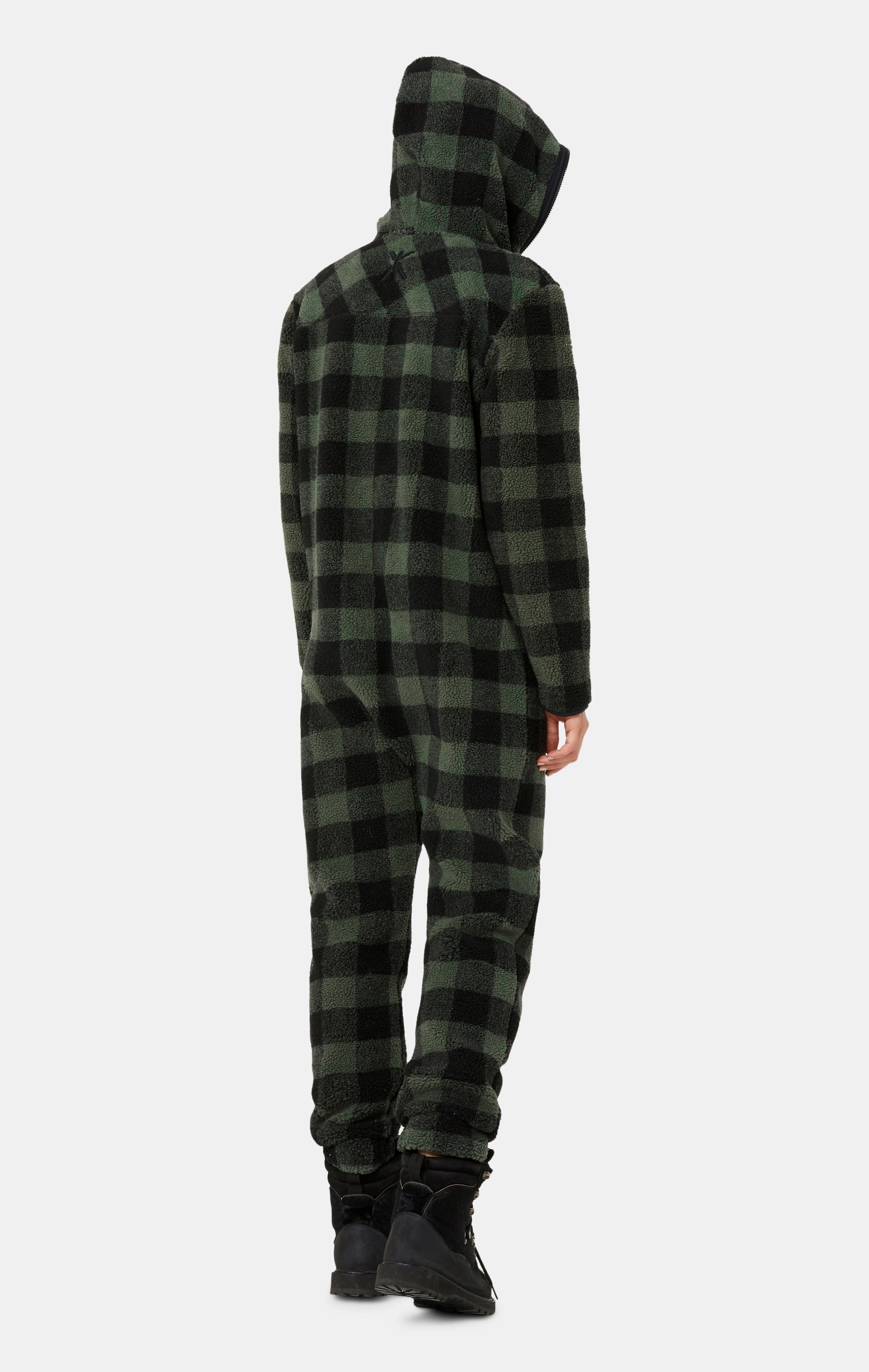 Checkered Fleece Jumpsuit Green