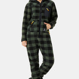 Checkered Fleece Jumpsuit Green