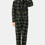 Checkered Fleece Jumpsuit Green