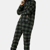Checkered Fleece Jumpsuit Green