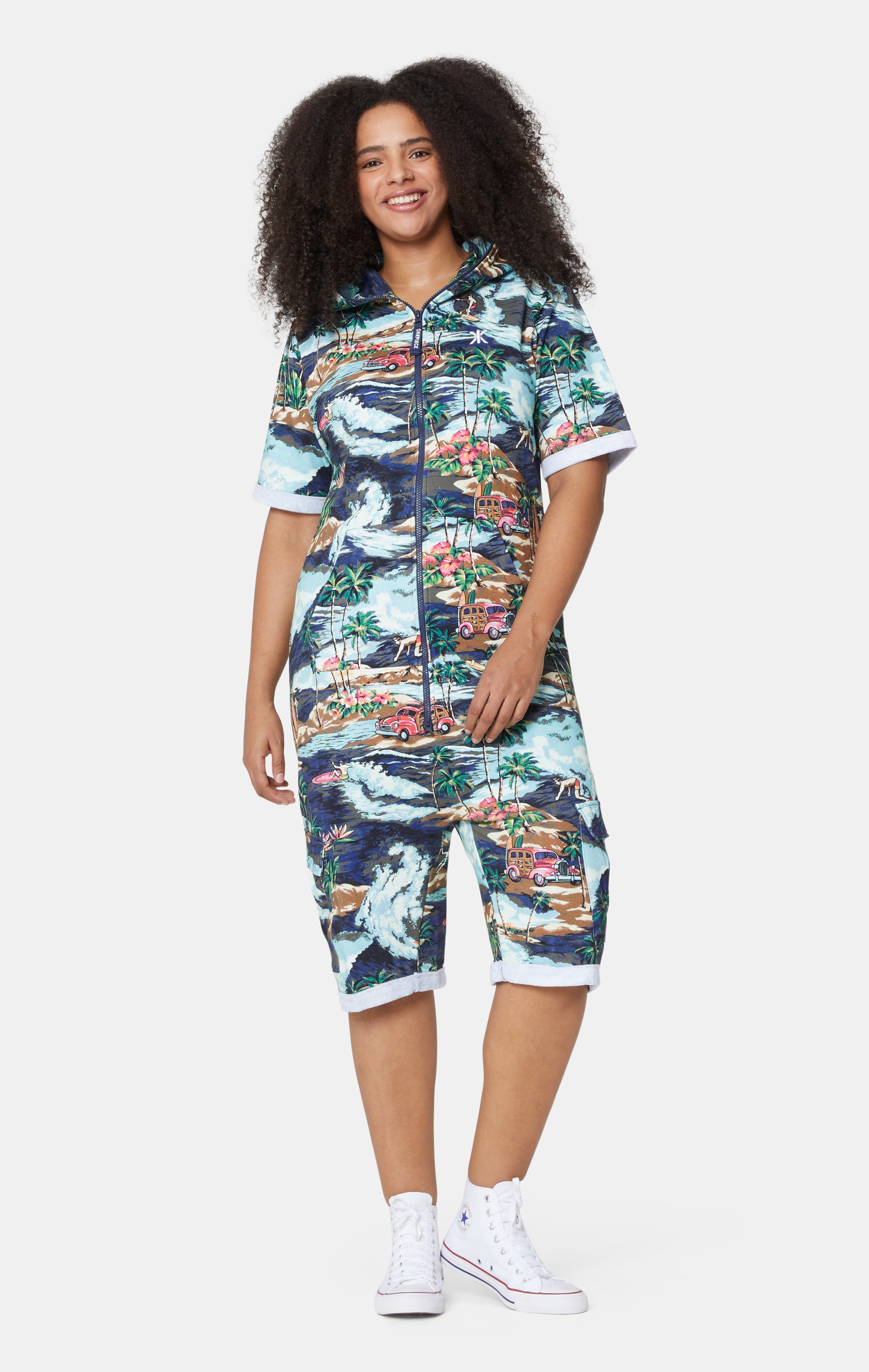 The Vintage Hawaii Short Jumpsuit Blue Mix