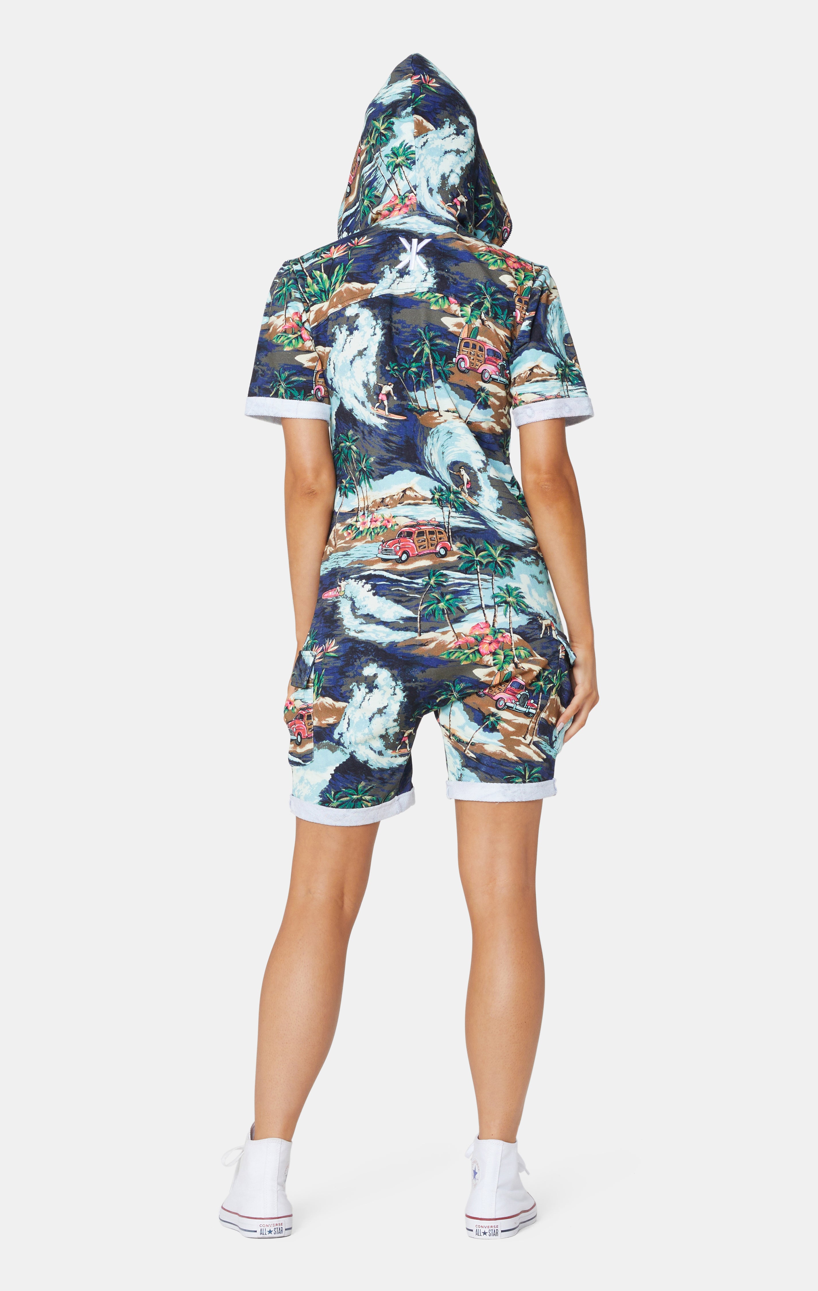 The Vintage Hawaii Short Jumpsuit Blue Mix