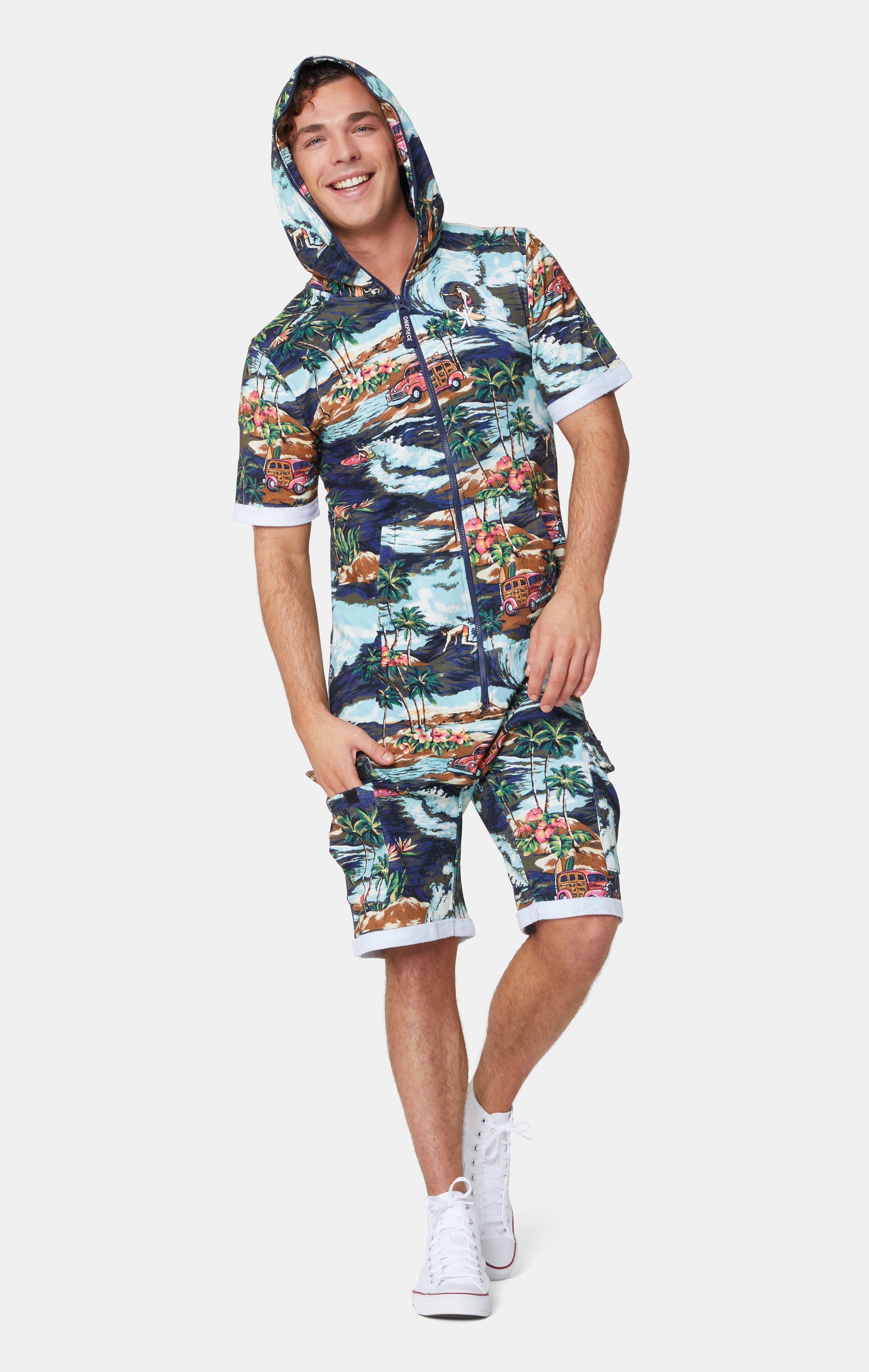 The Vintage Hawaii Short Jumpsuit Blue Mix