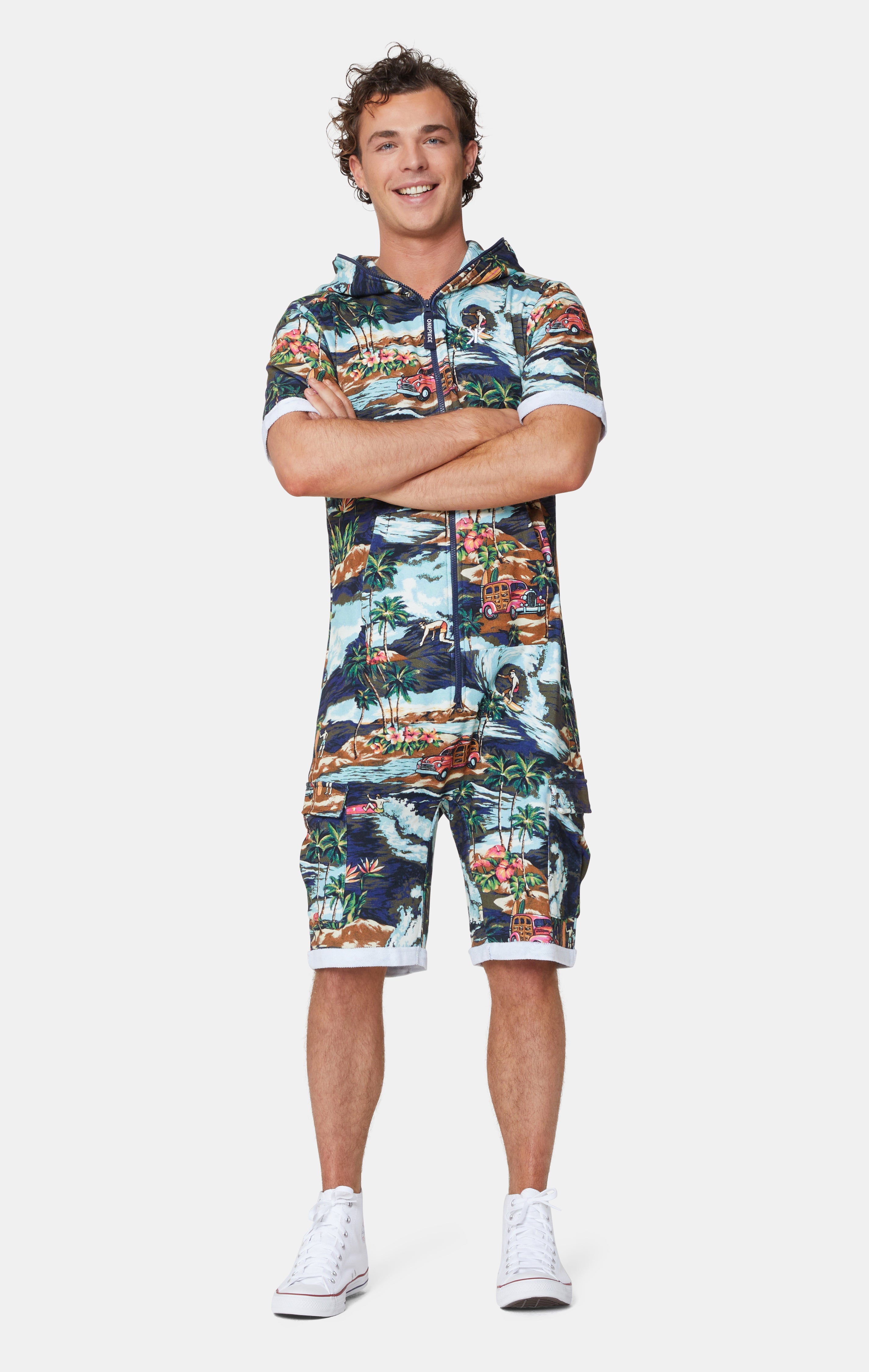 The Vintage Hawaii Short Jumpsuit Blue Mix
