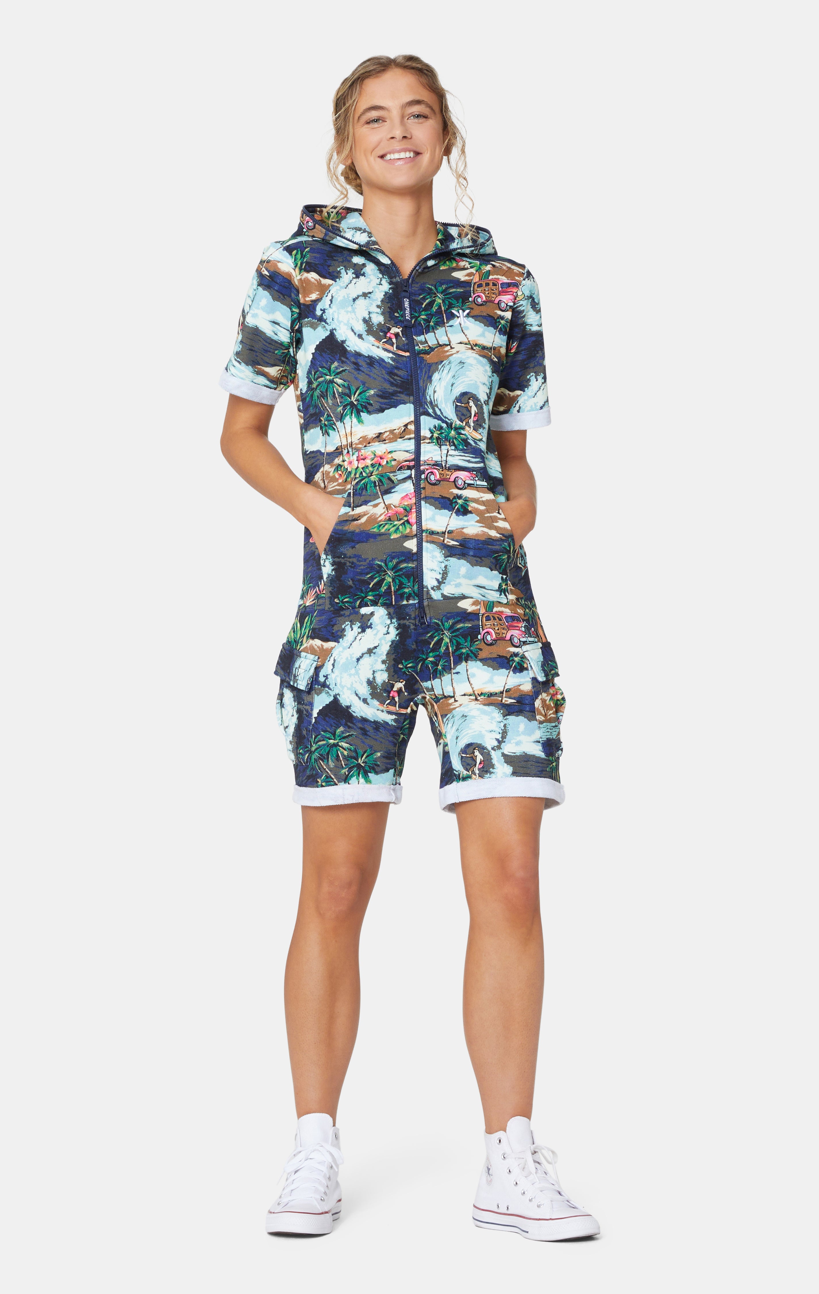 The Vintage Hawaii Short Jumpsuit Blue Mix