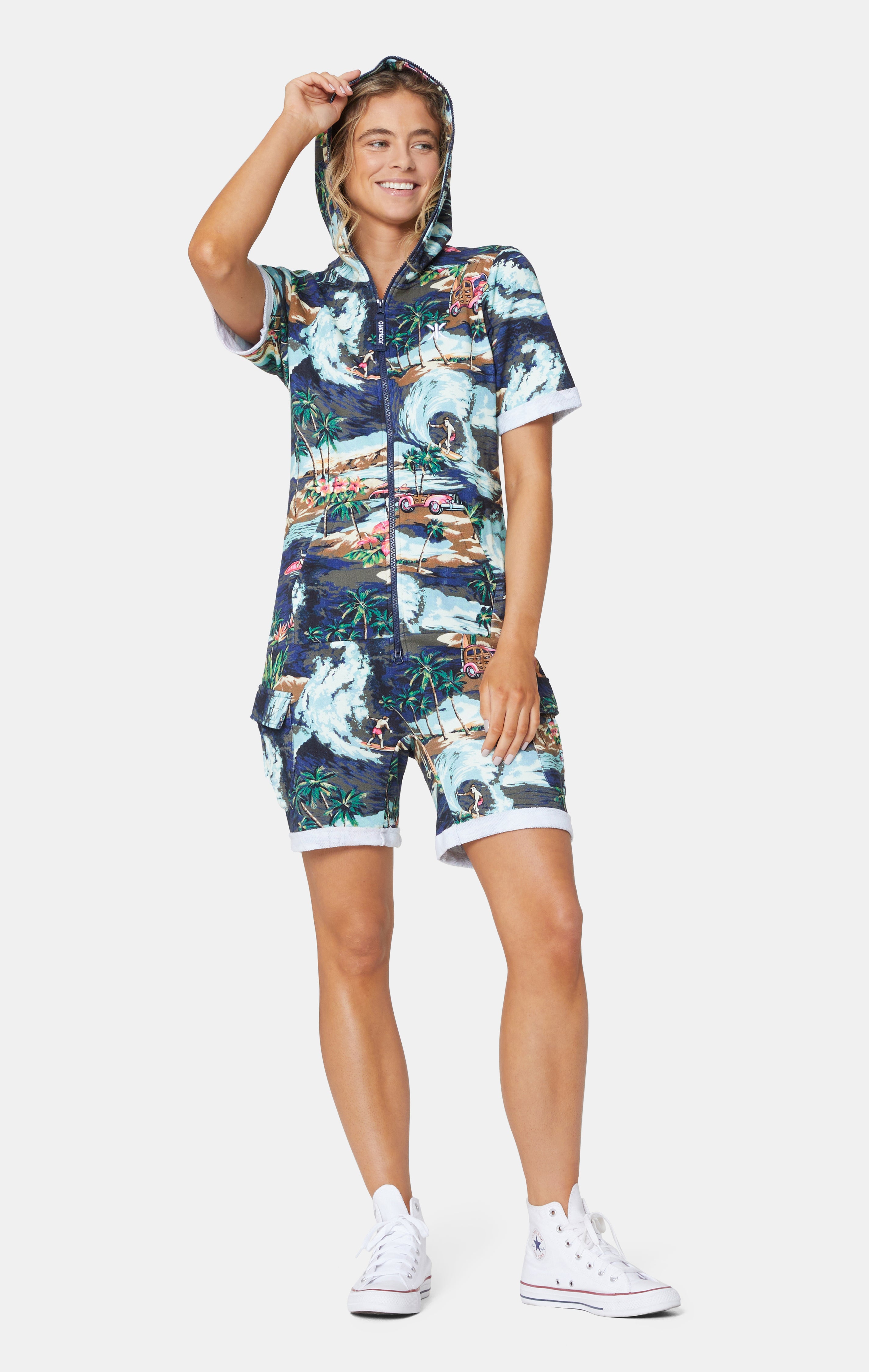 The Vintage Hawaii Short Jumpsuit Blue Mix
