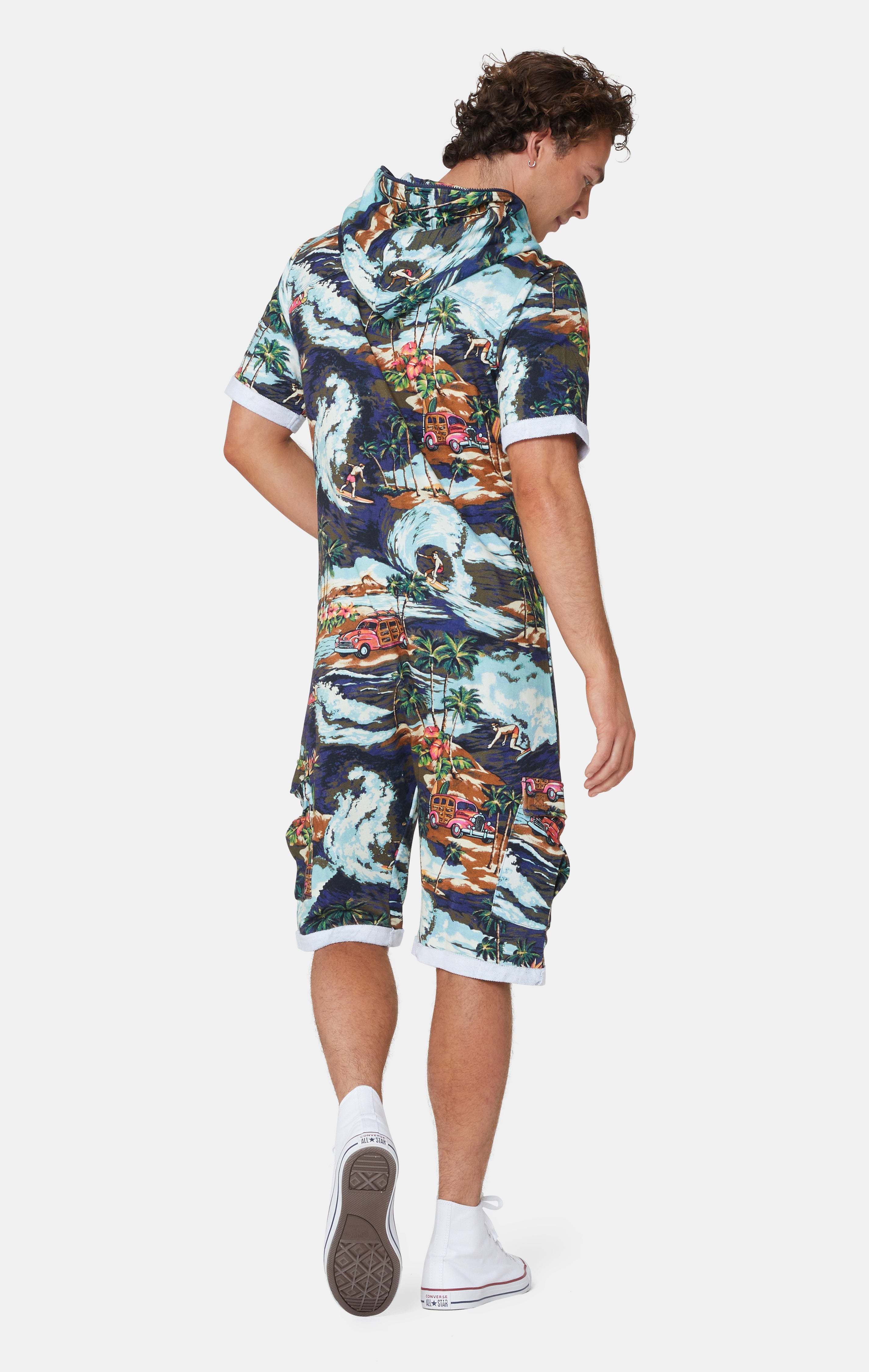 The Vintage Hawaii Short Jumpsuit Blue Mix