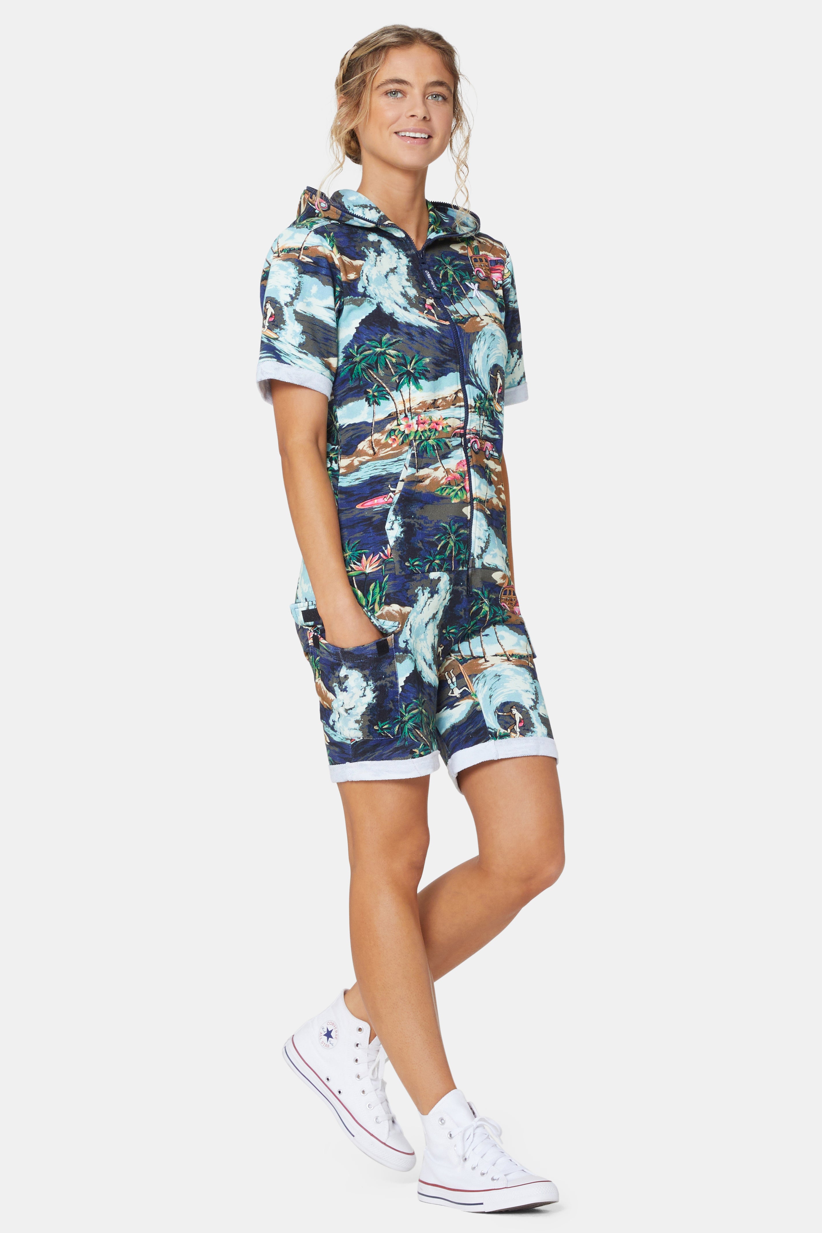 The Vintage Hawaii Short Jumpsuit Blue Mix