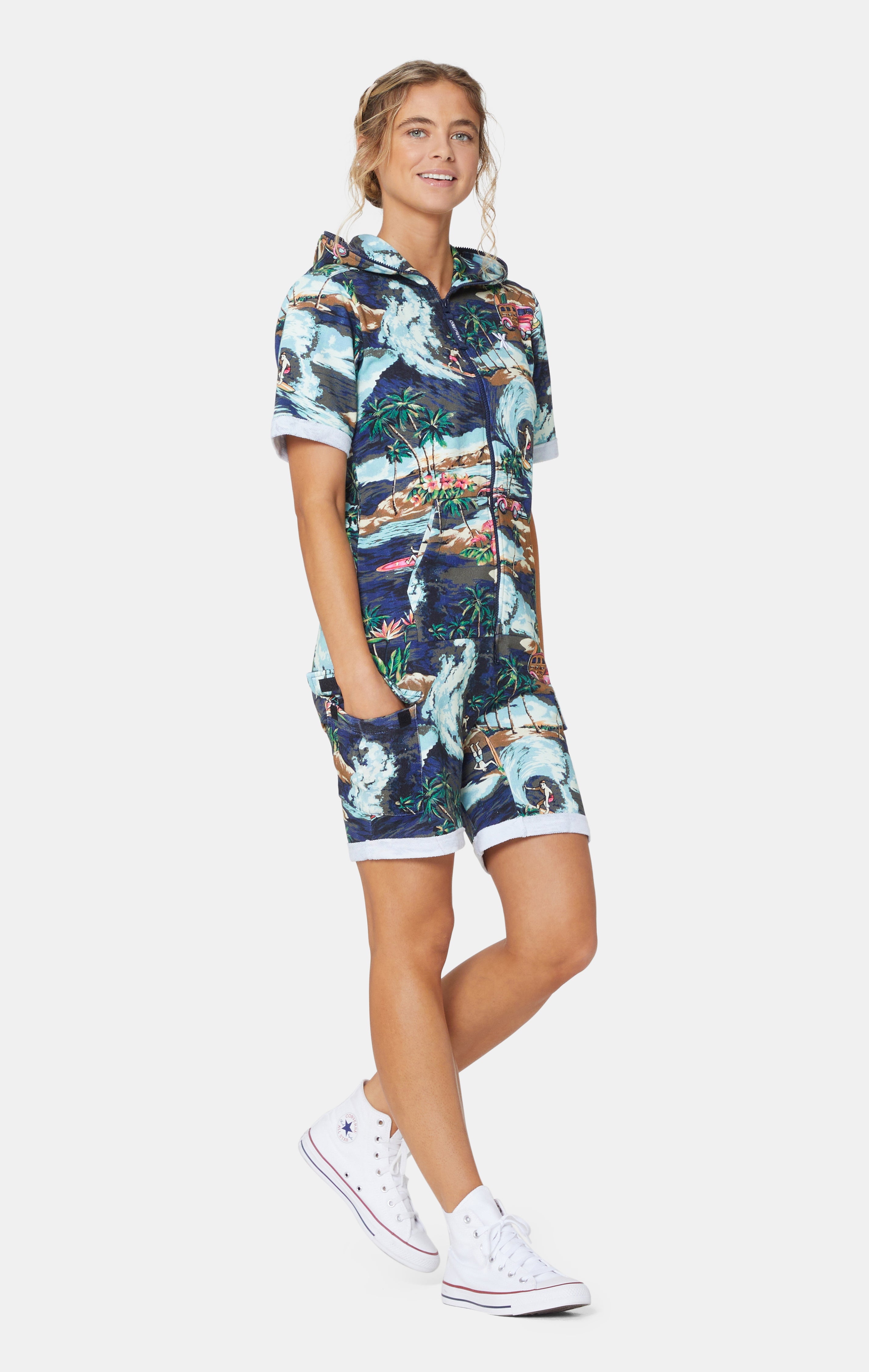 The Vintage Hawaii Short Jumpsuit Blue Mix