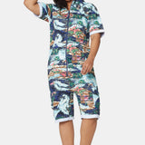 The Vintage Hawaii Short Jumpsuit Blue Mix