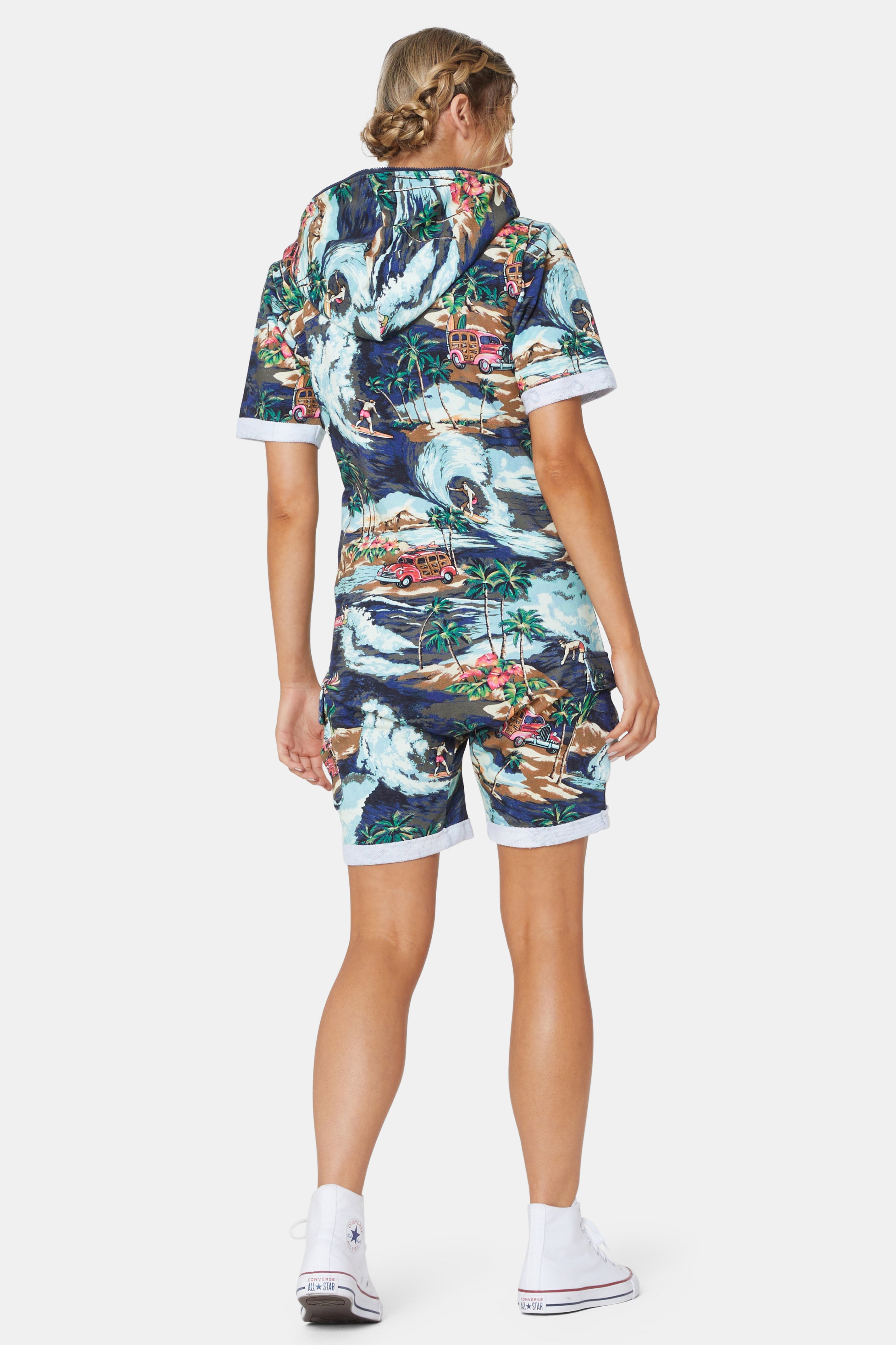 The Vintage Hawaii Short Jumpsuit Blue Mix