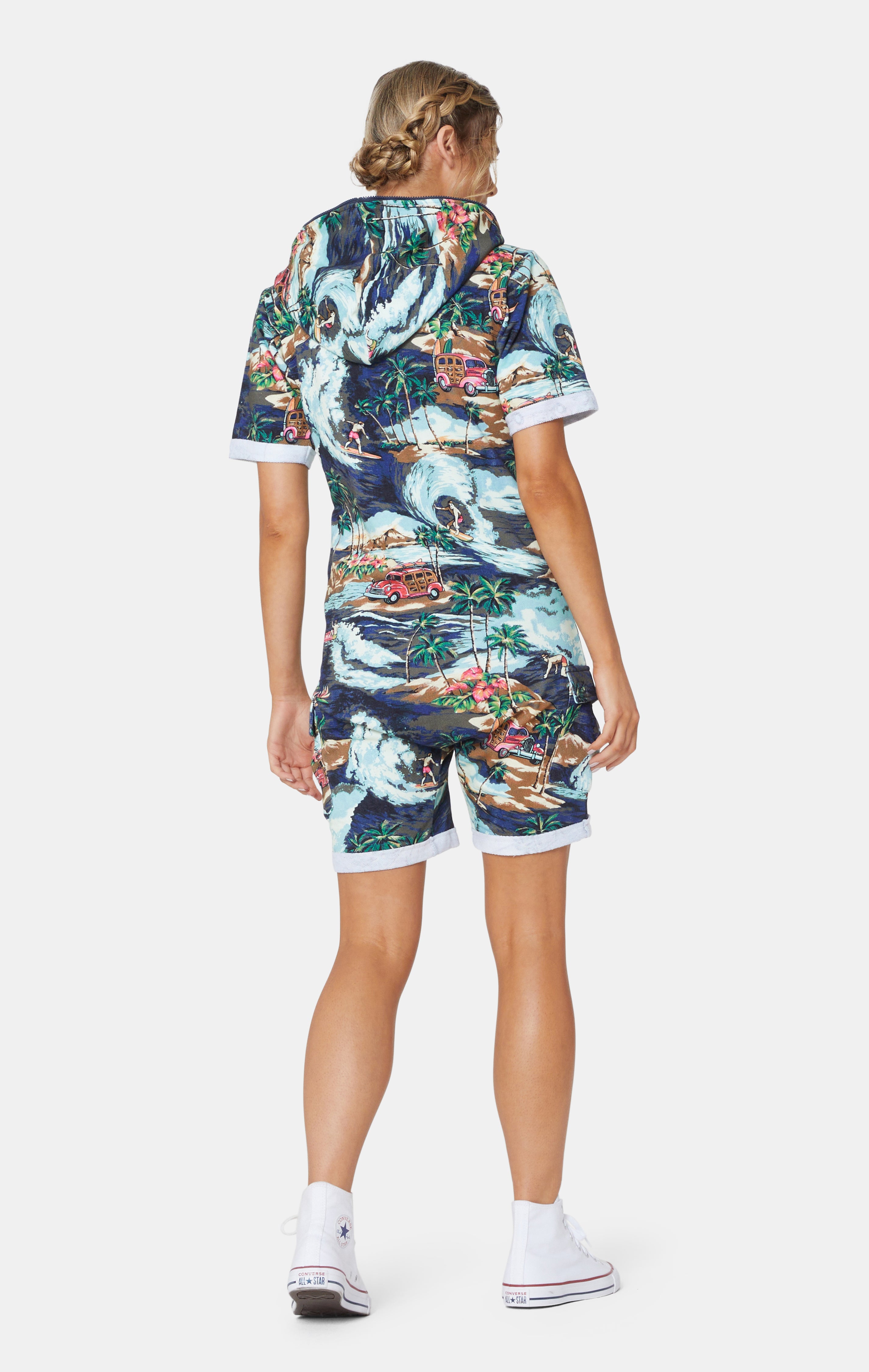 The Vintage Hawaii Short Jumpsuit Blue Mix