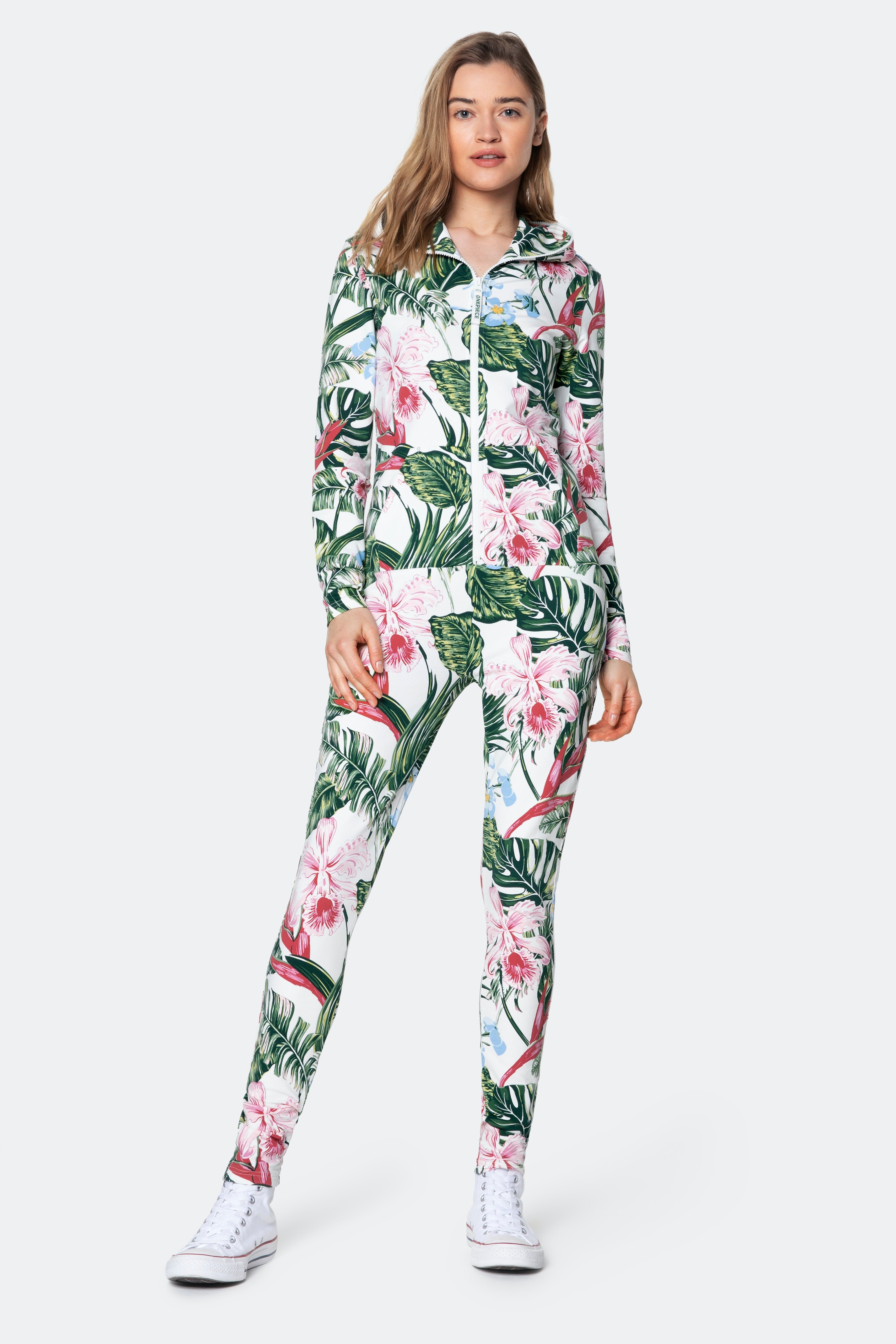 Tropicana Fitted Jumpsuit Off White Print