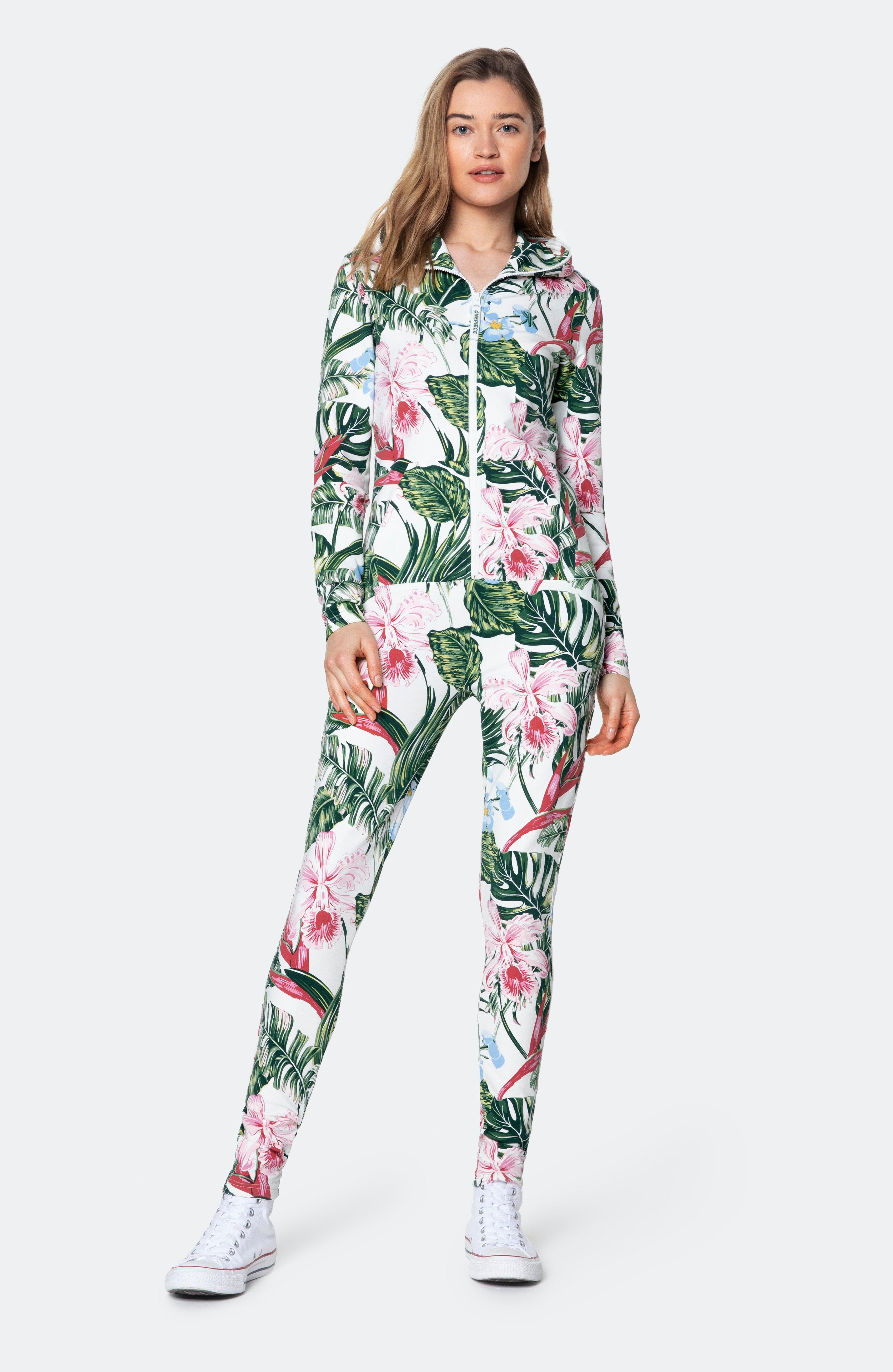Tropicana Fitted Jumpsuit Off White Print