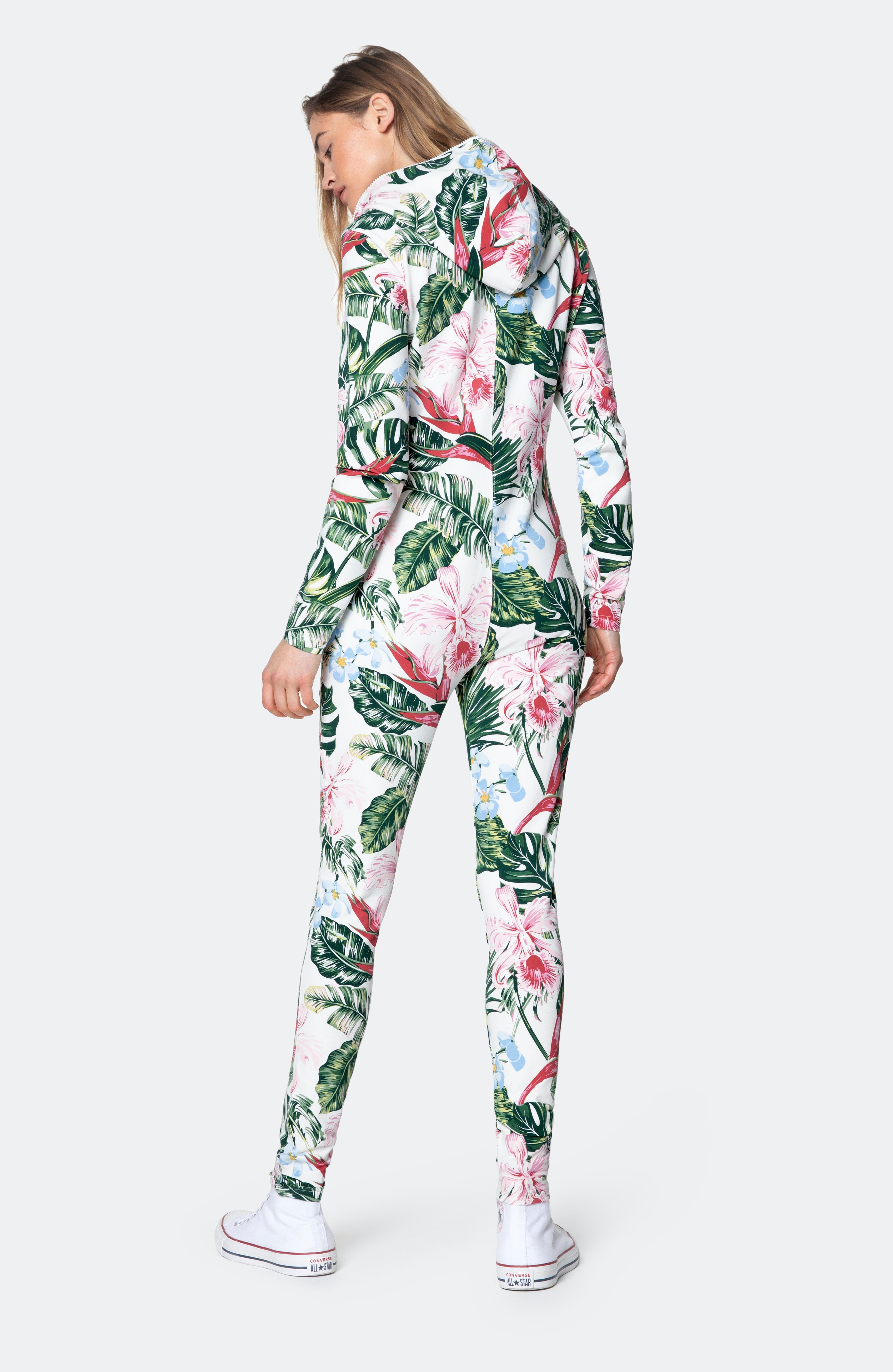 Tropicana Fitted Jumpsuit Off White Print