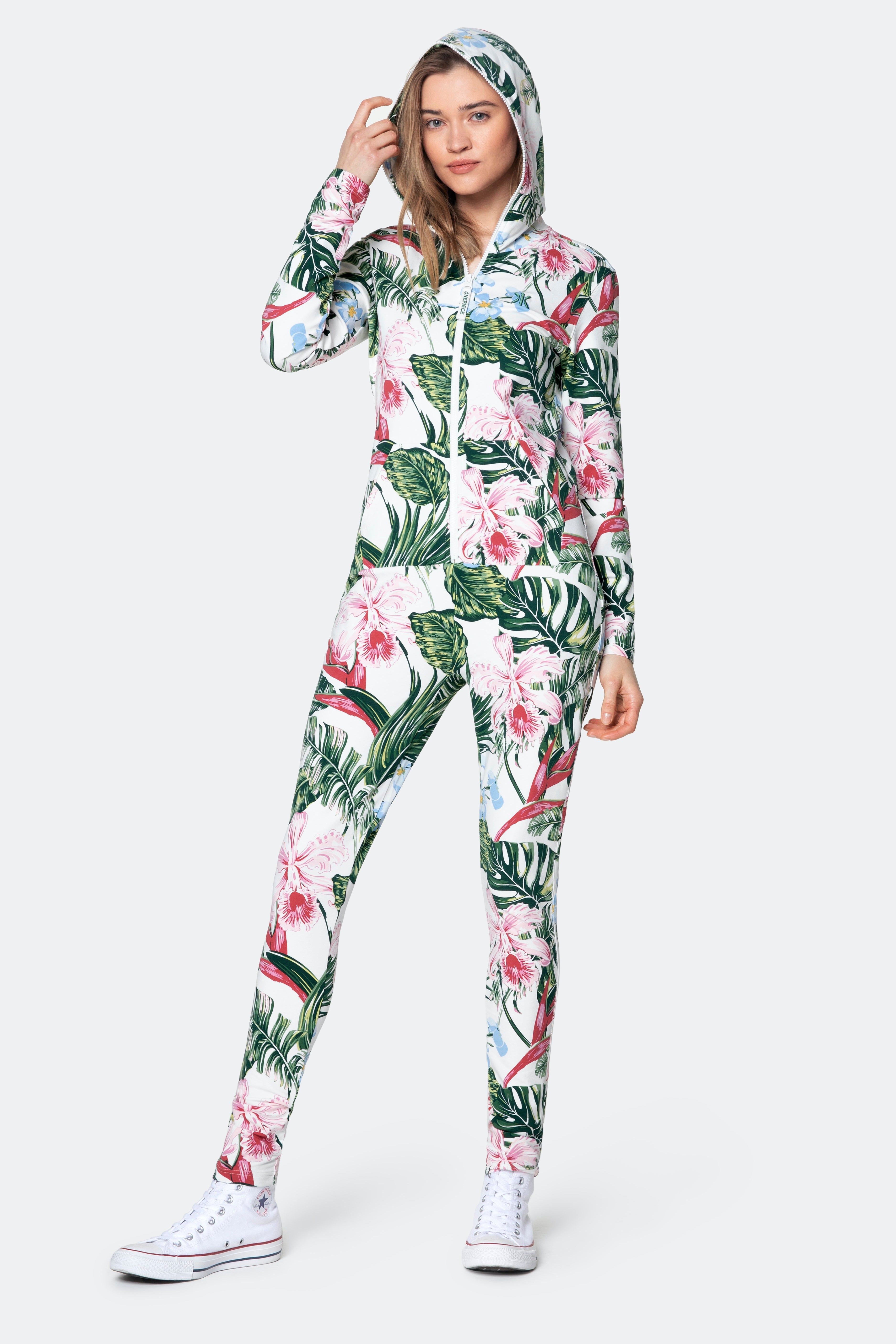 Tropicana Fitted Jumpsuit Off White Print