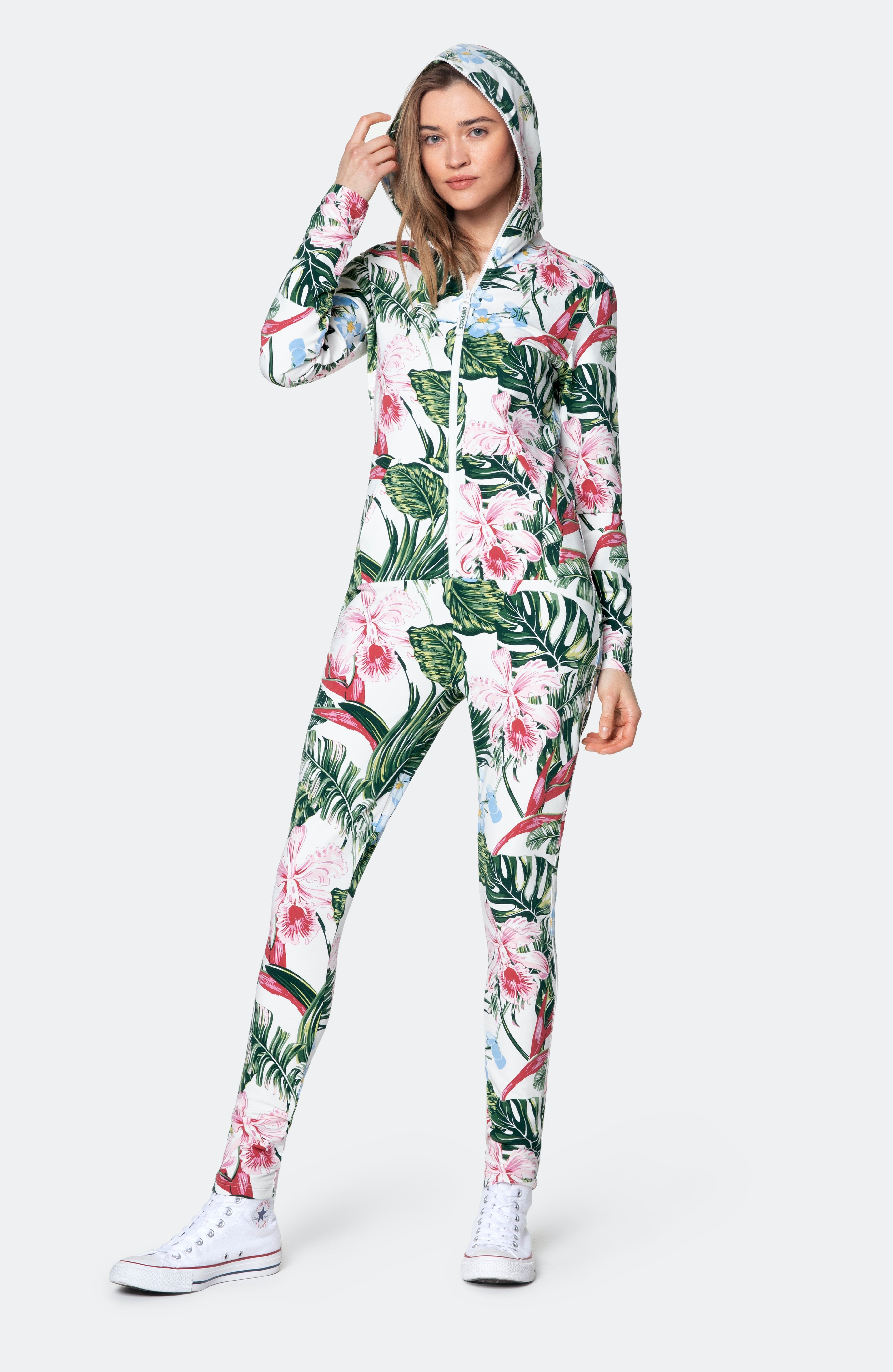 Tropicana Fitted Jumpsuit Off White Print