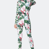 Tropicana Fitted Jumpsuit Off White Print