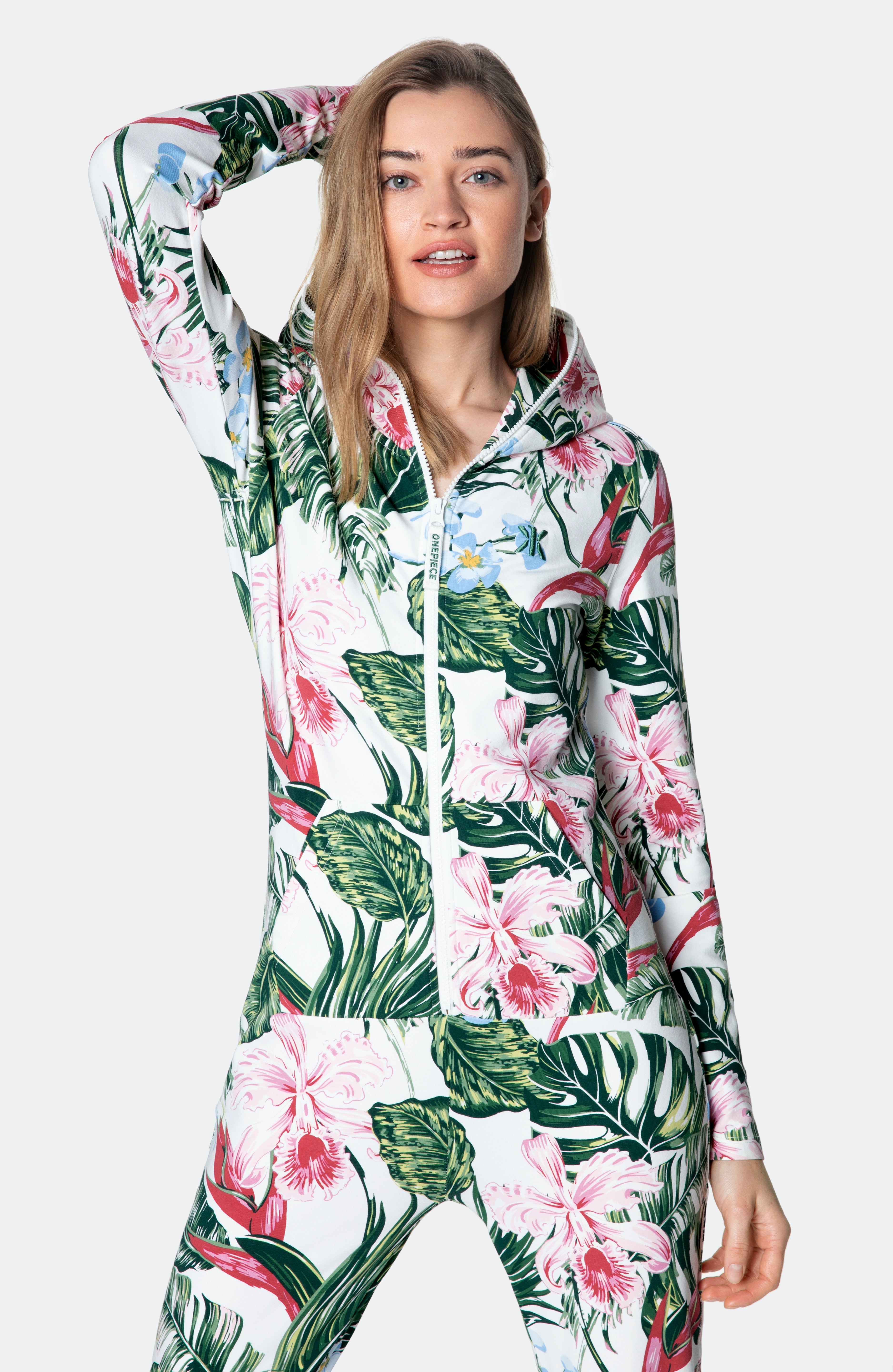 Tropicana Fitted Jumpsuit Off White Print