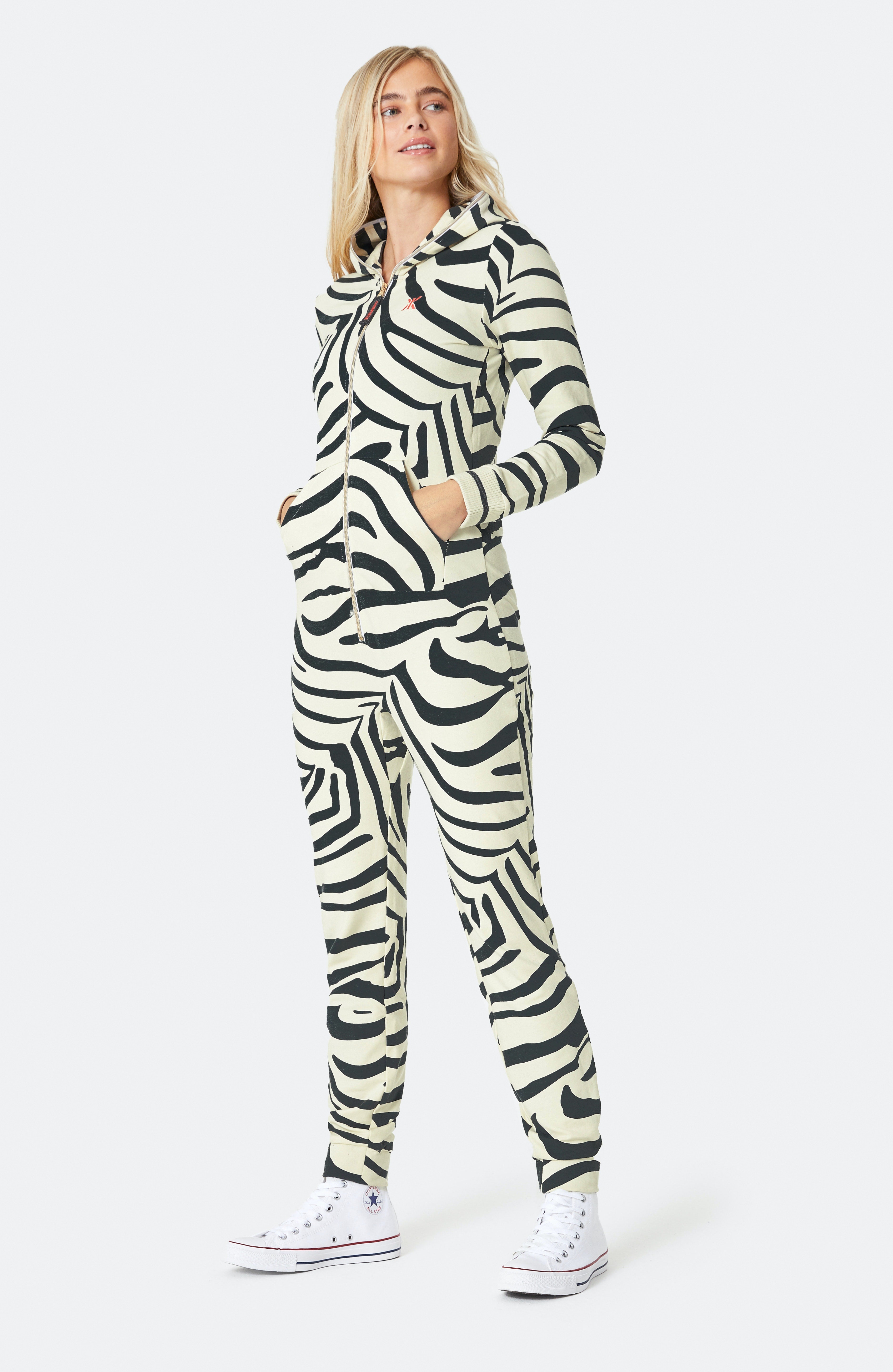 Zebra Fitted Jumpsuit Off-white