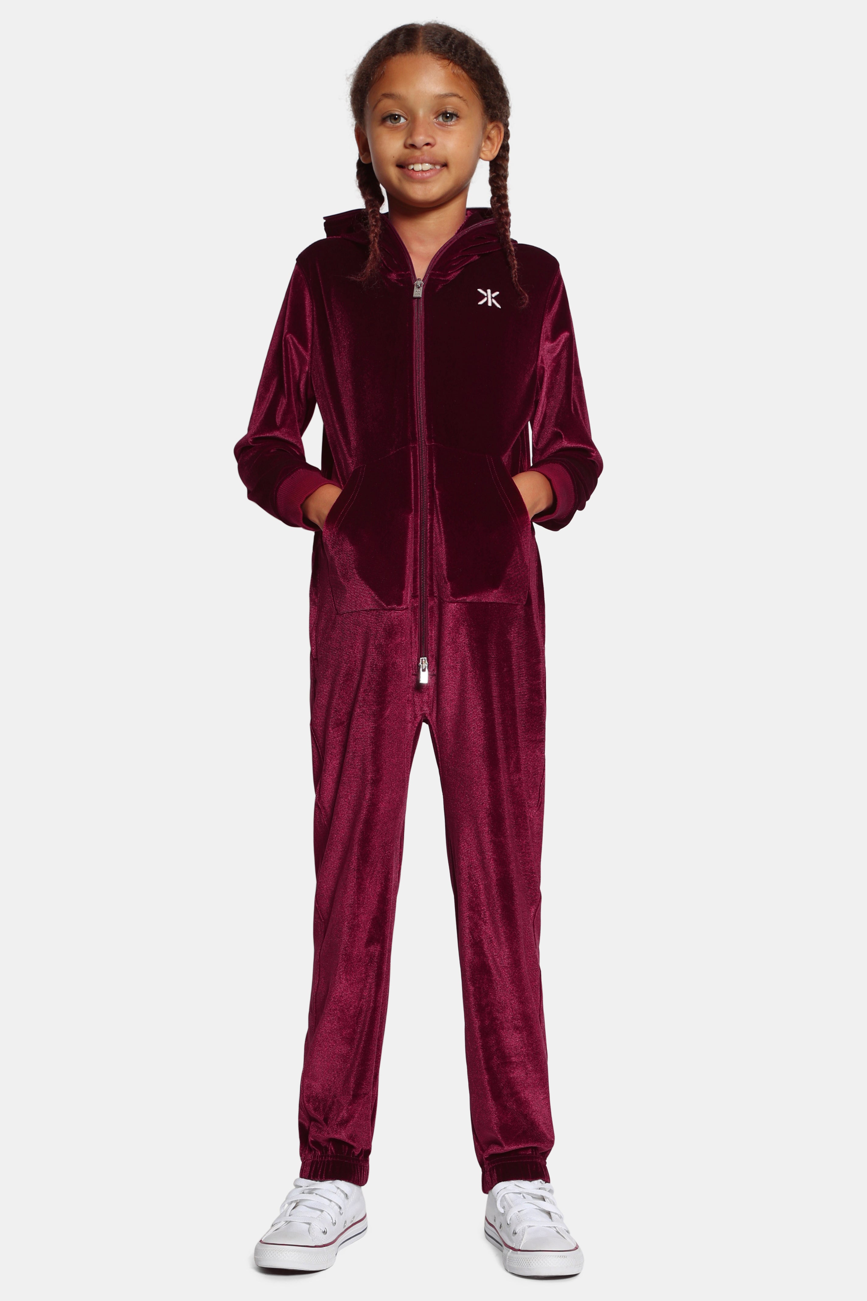 Velour Kids Jumpsuit Red