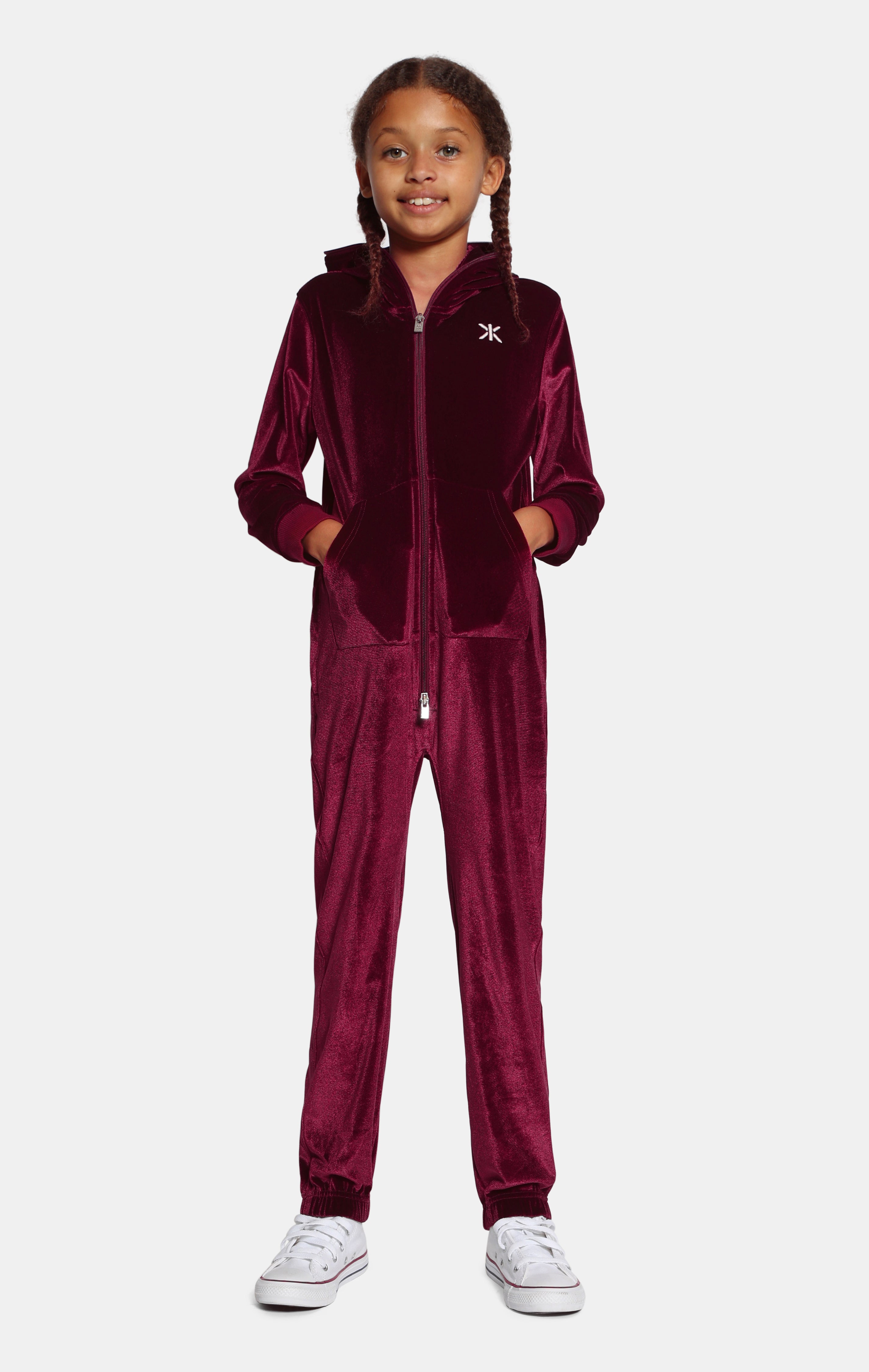 Velour Kids Jumpsuit Red