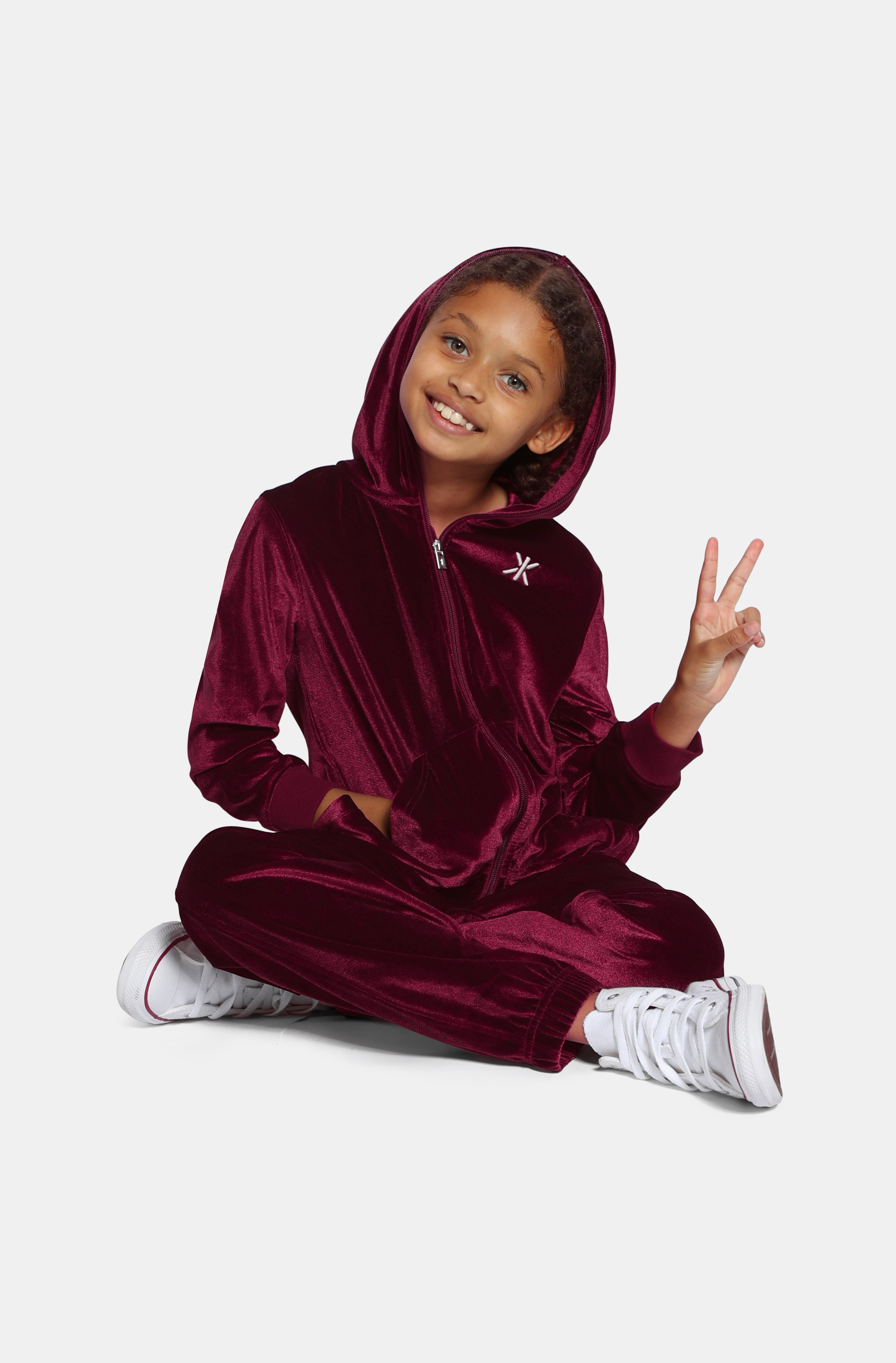 Velour Kids Jumpsuit Red
