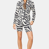 Zebra Fitted Short Jumpsuit Off-white