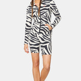 Zebra Fitted Short Jumpsuit Off-white
