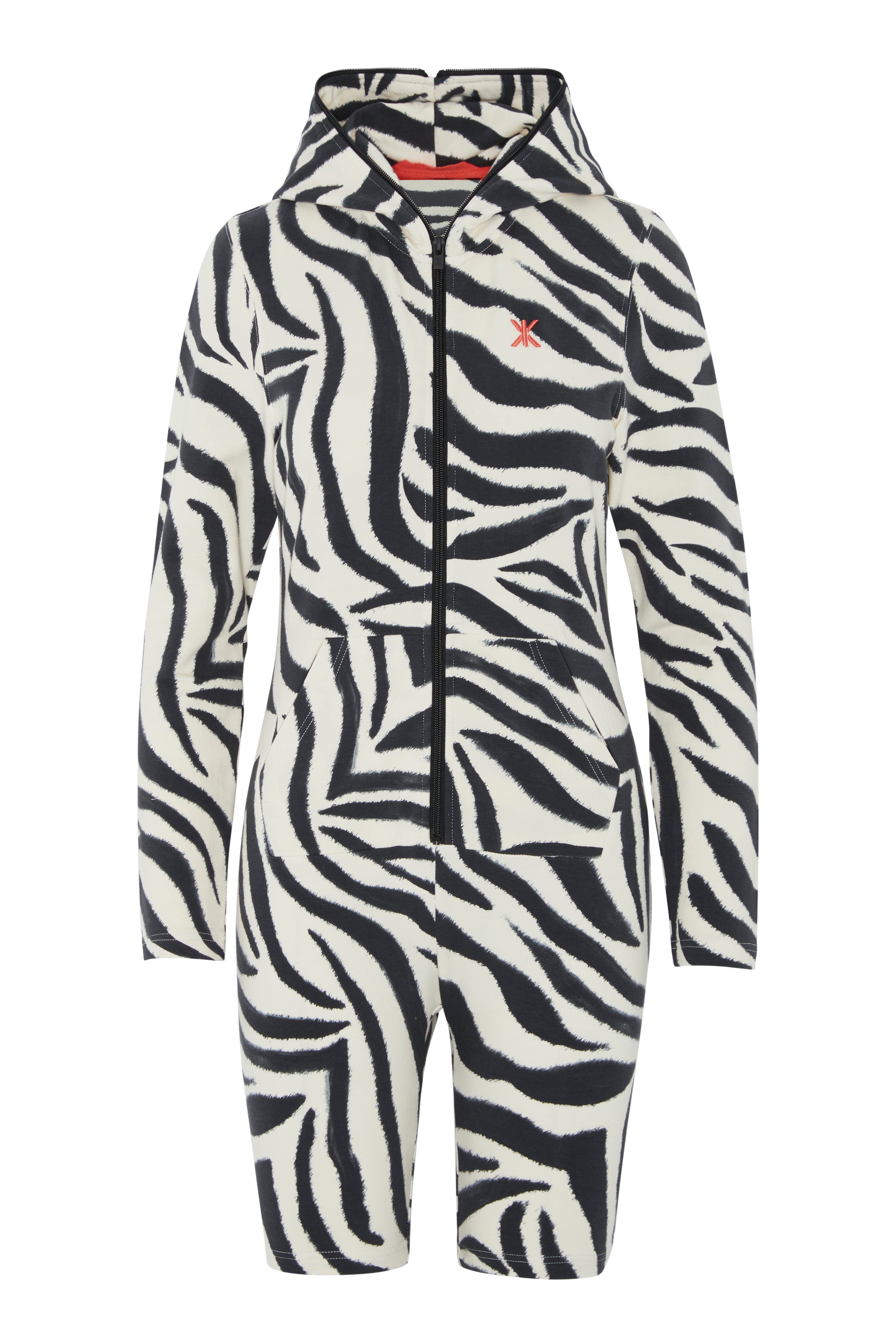 Zebra Fitted Short Jumpsuit Off-white