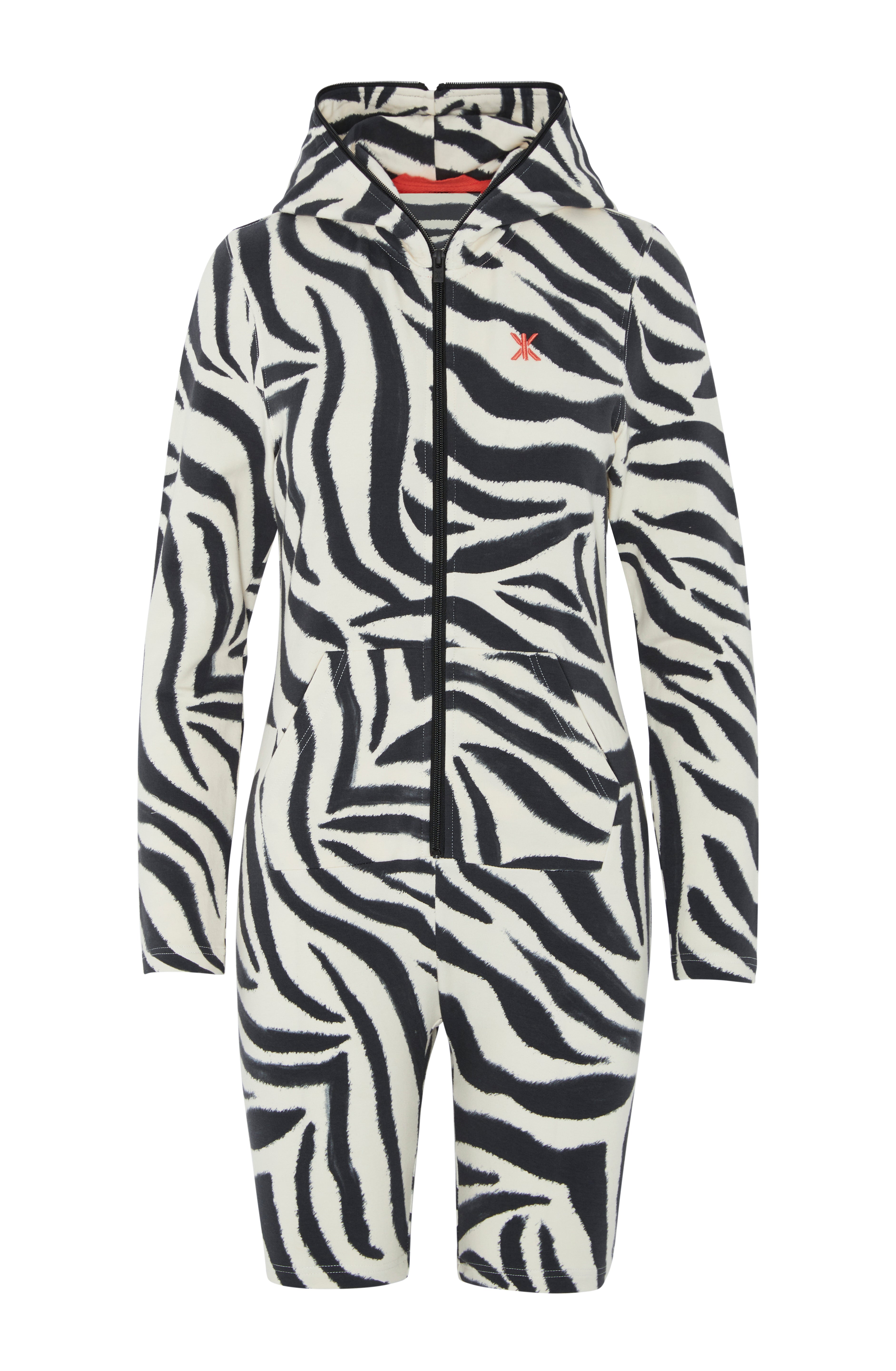 Zebra Fitted Short Jumpsuit Off-white