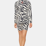 Zebra Fitted Short Jumpsuit Off-white