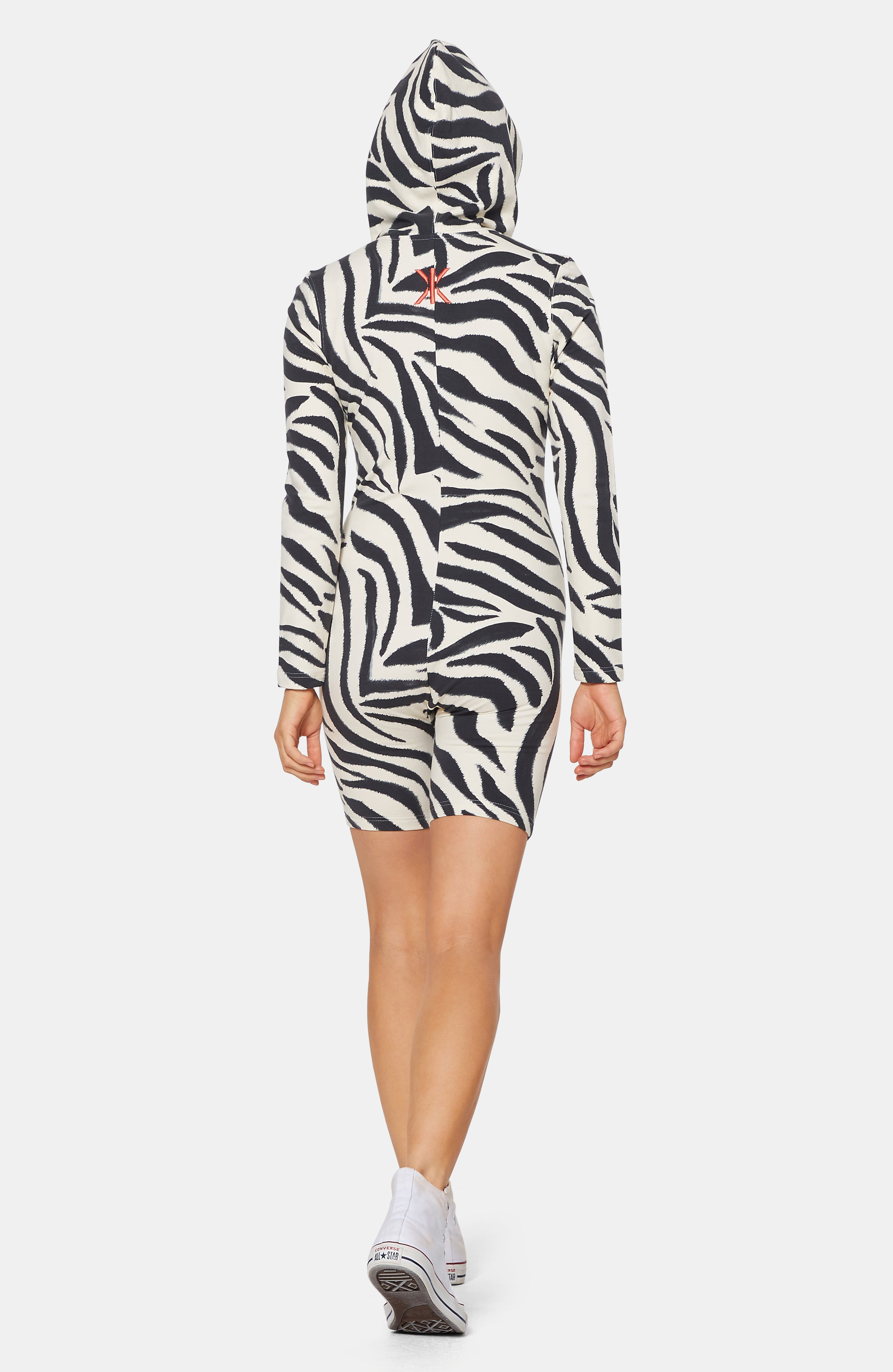 Zebra Fitted Short Jumpsuit Off-white